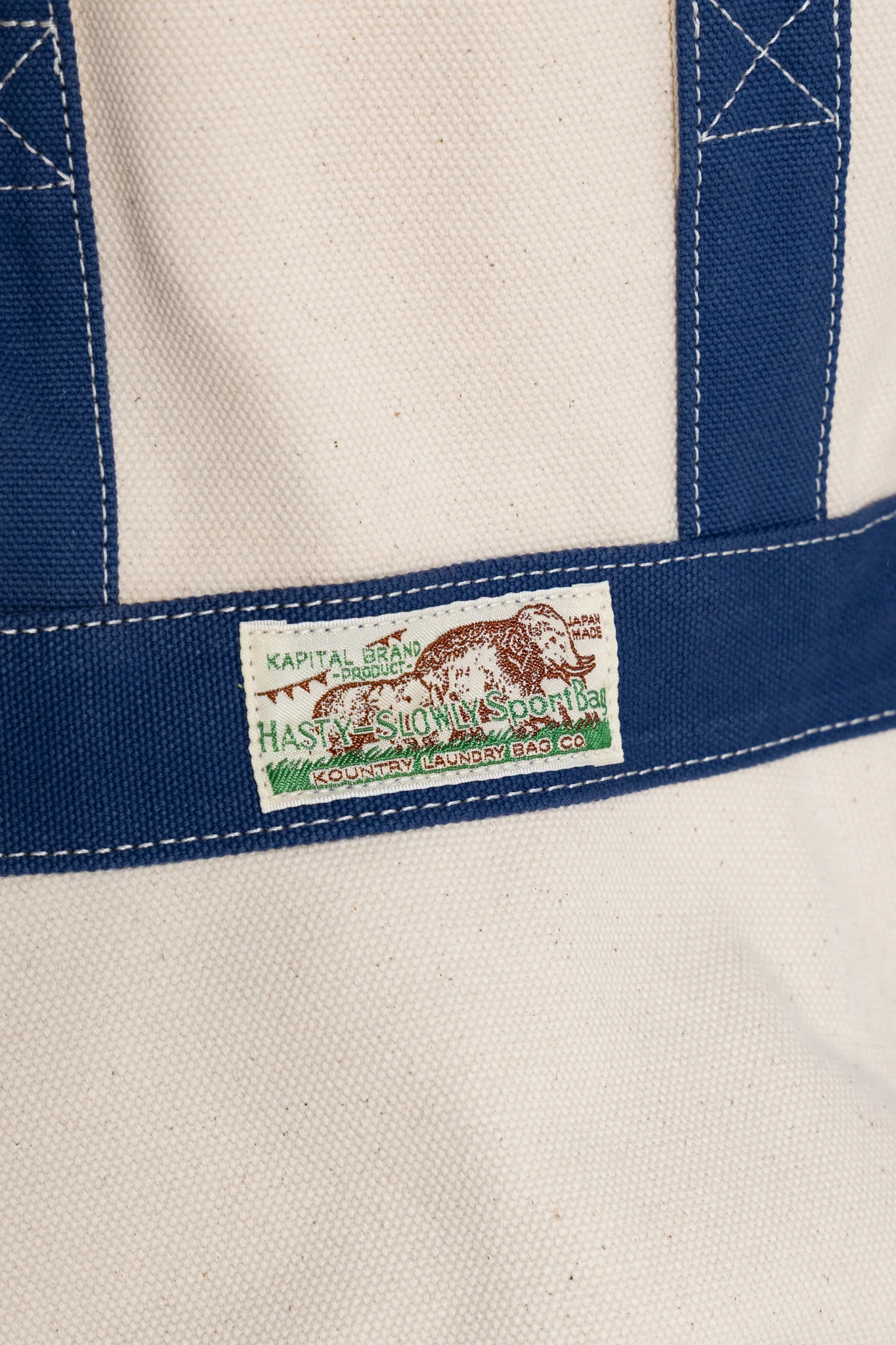 #4 Canvas ELEPHANT TOTE BAG M - Ecru x Navy - Image 3
