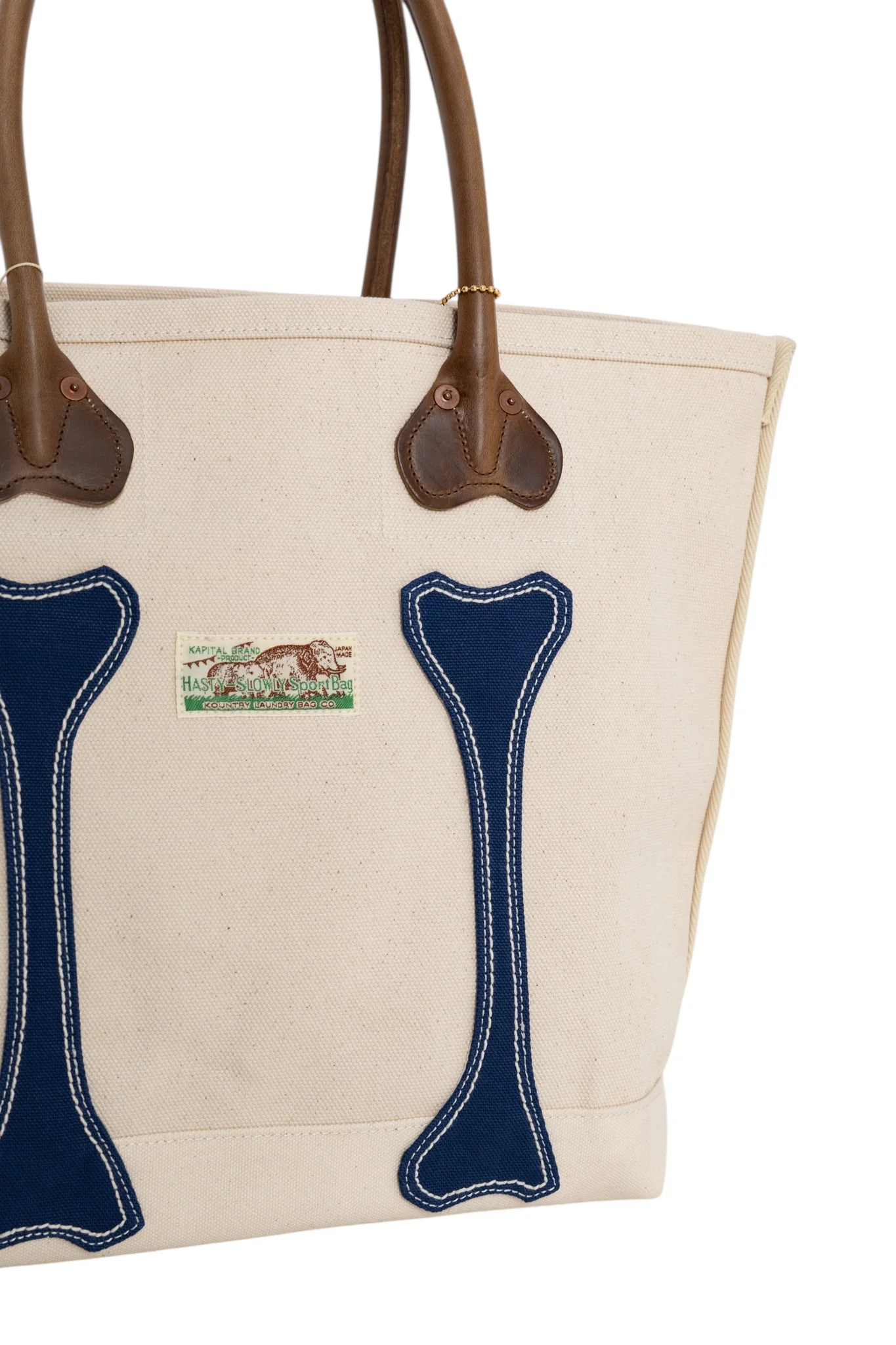 #4 Canvas KOTSU KOTSU TOTE BAG S - Ecru x Navy - Image 3