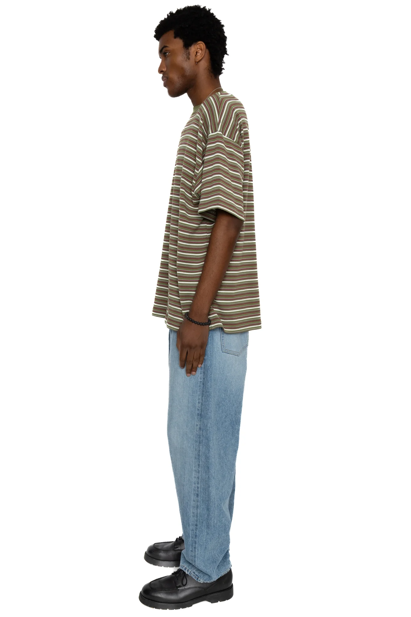 Border Knit Tee - Olive x Bordeaux - Image 3