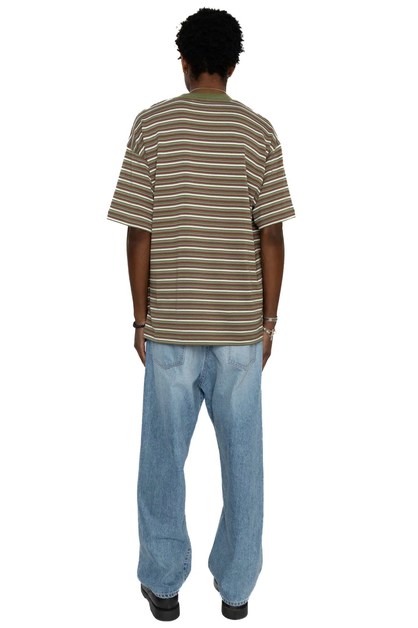 Border Knit Tee - Olive x Bordeaux - Image 4