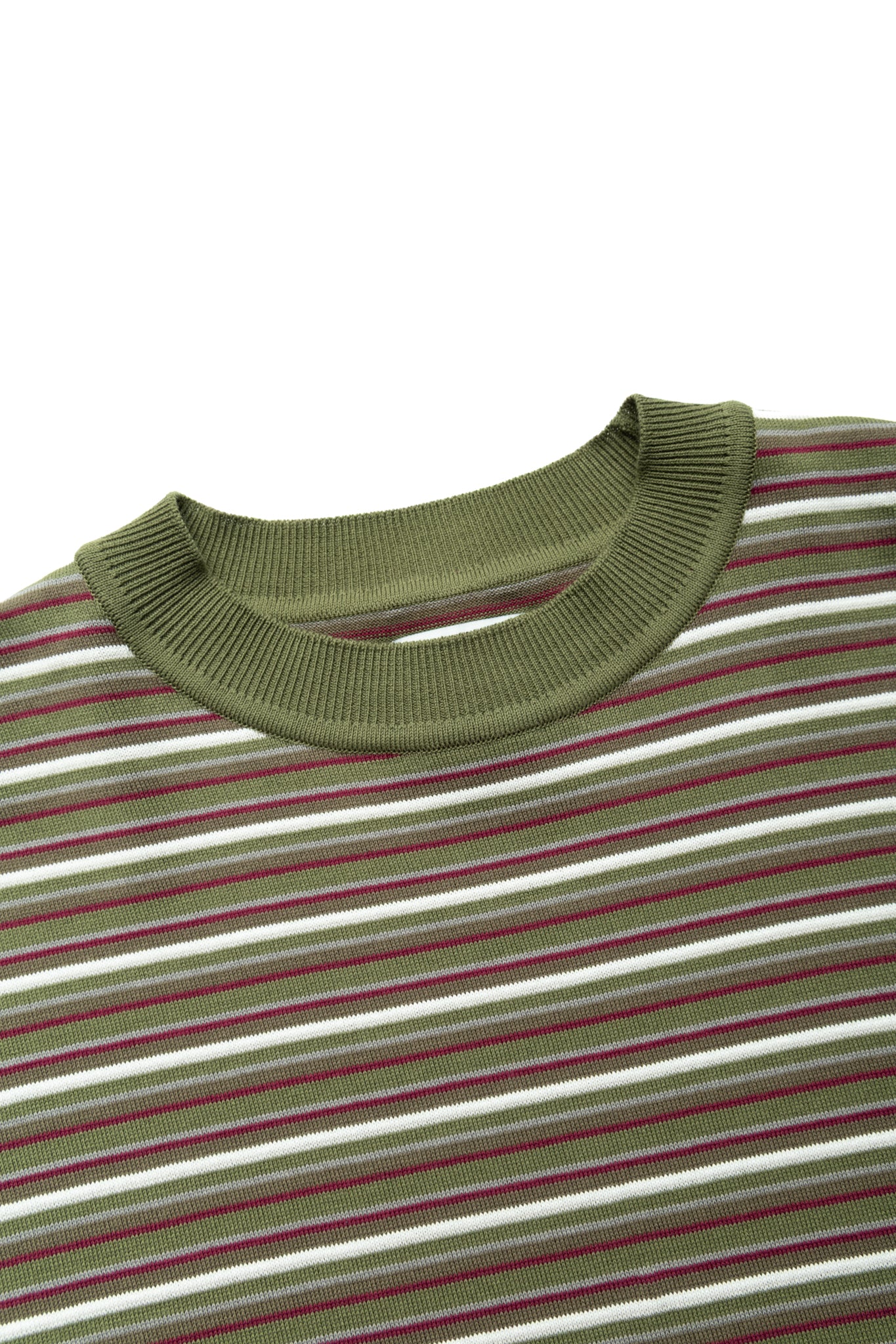 Border Knit Tee - Olive x Bordeaux - Image 5