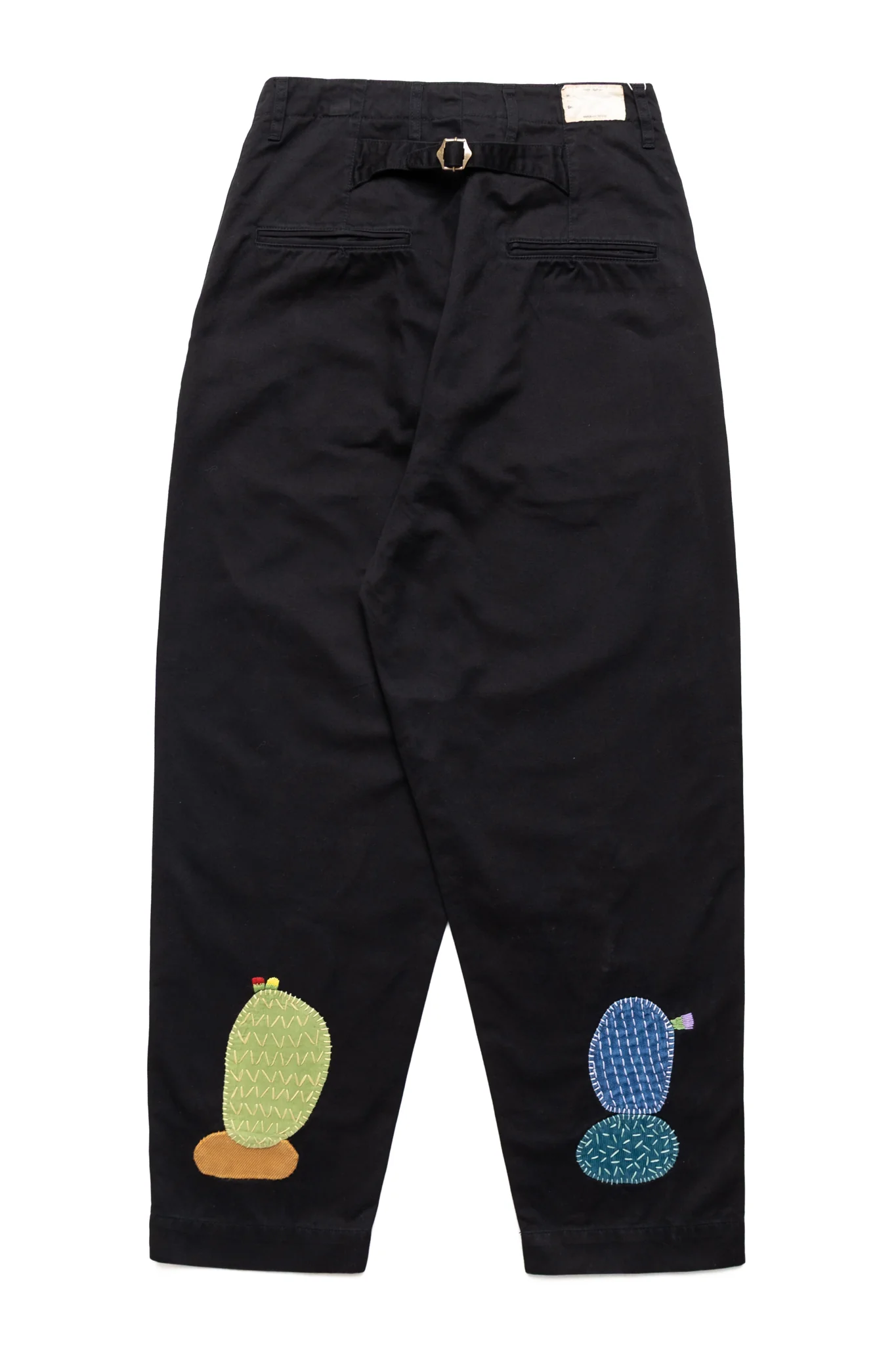 Chino High Waisted NIME Pants (CACTUS Embroidery) - Black - Image 3