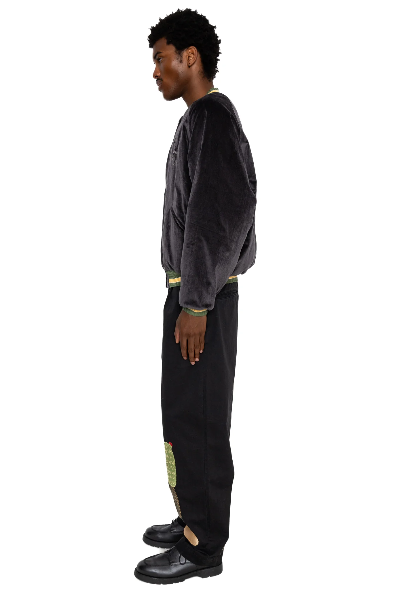 Chino High Waisted NIME Pants (CACTUS Embroidery) - Black - Image 4