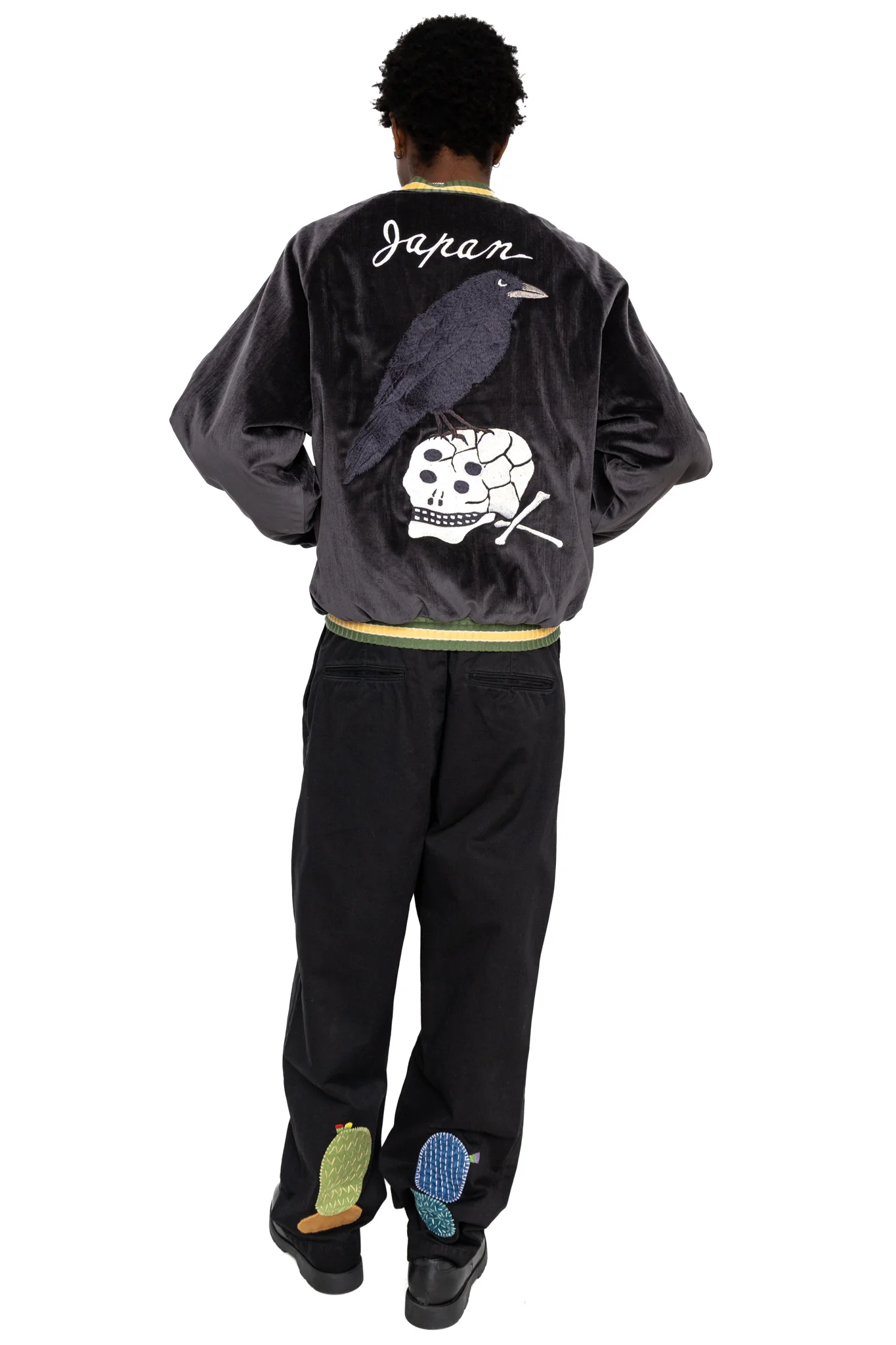 Chino High Waisted NIME Pants (CACTUS Embroidery) - Black - Image 5