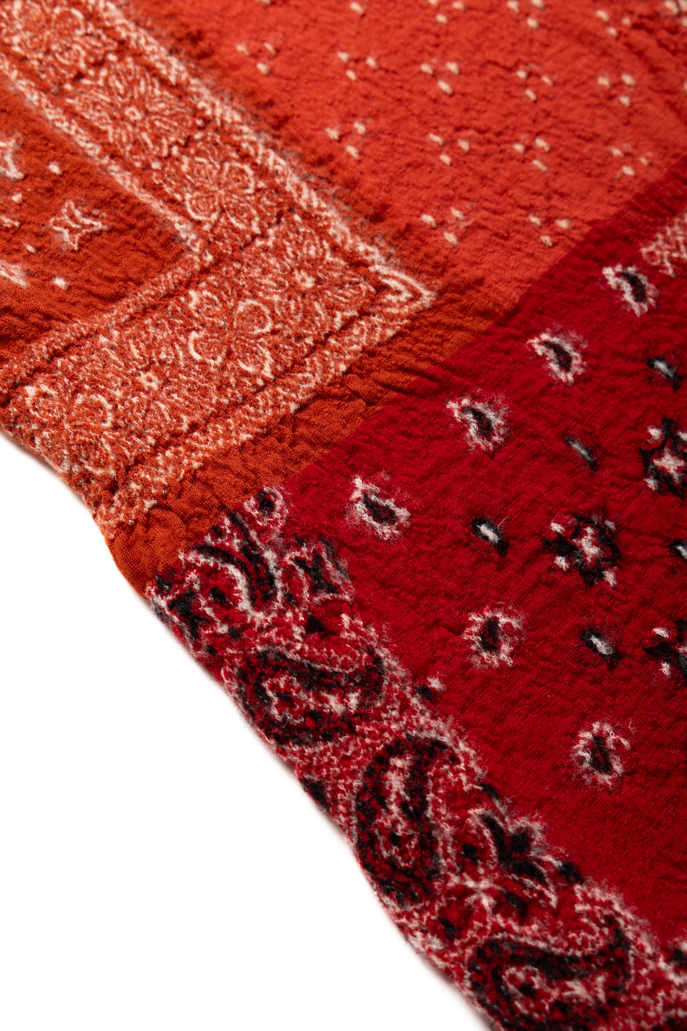 Fulling Wool HAPPY Scarf Bandana Patchwork - Red - Image 3