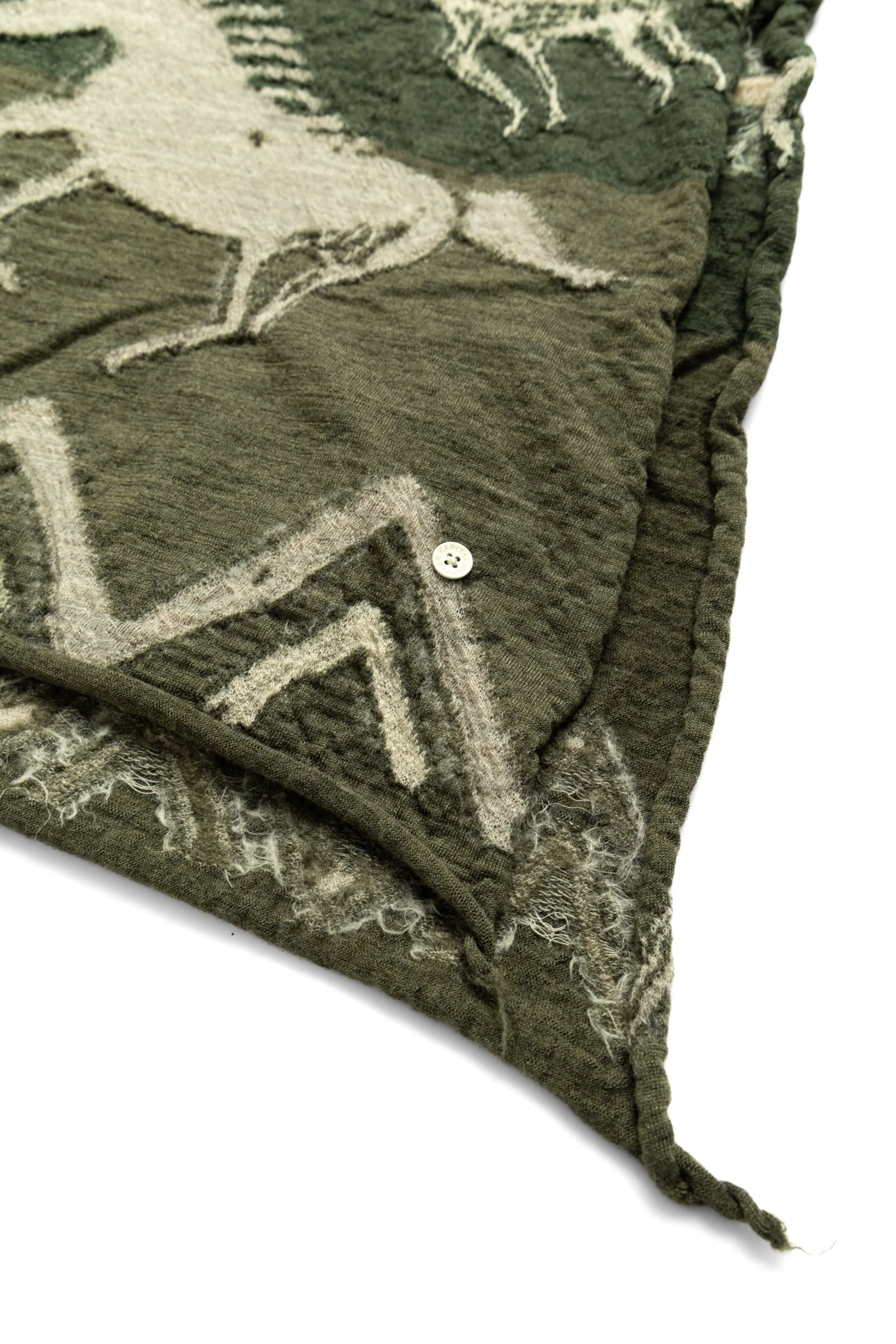 Fulling Wool Scarf INDIAN PAINTING - Green - Image 3