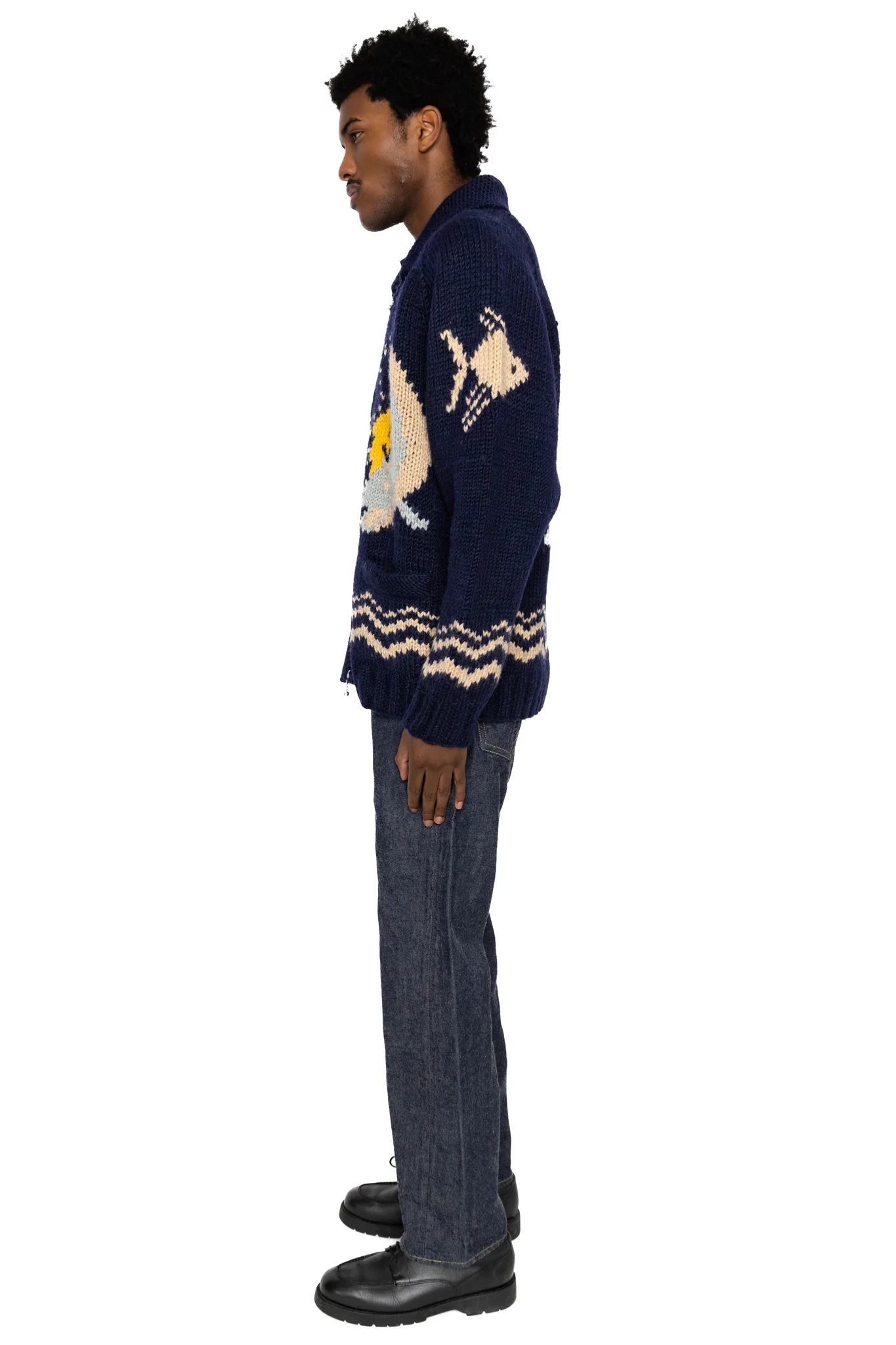 Hand Knit PECKISH TROUT ZIP Cardigan - Image 4