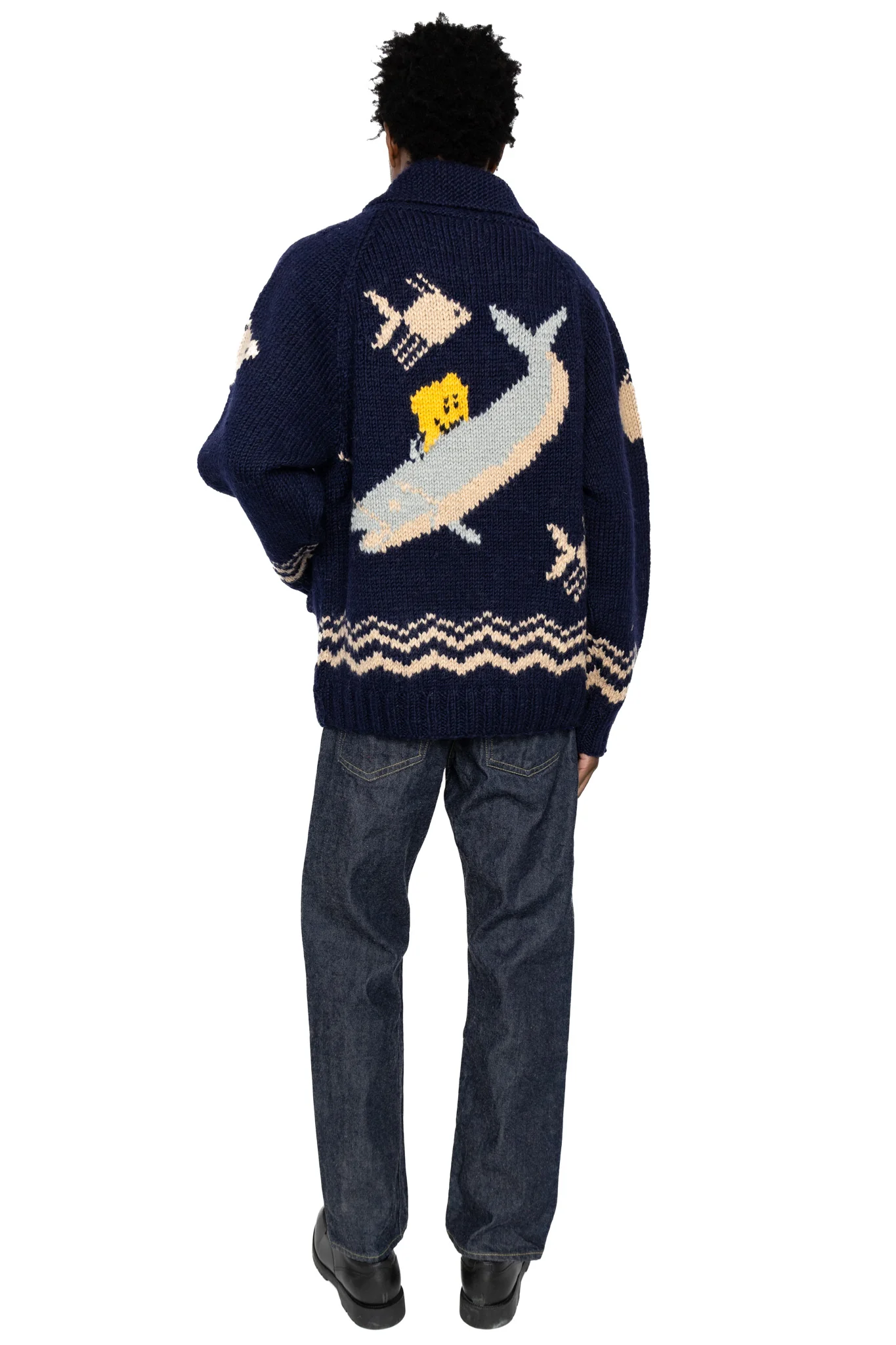 Hand Knit PECKISH TROUT ZIP Cardigan - Image 5