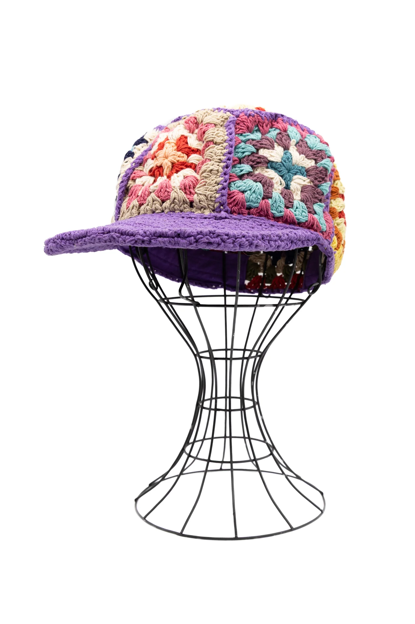 Hand Knitted Cap Panel - Purple