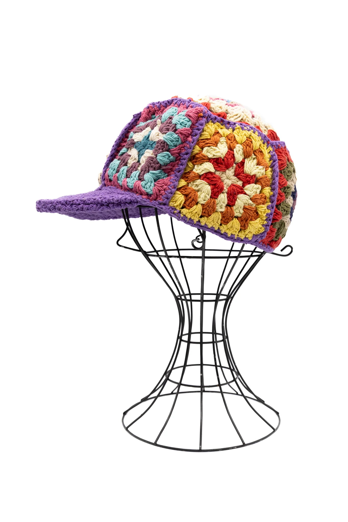 Hand Knitted Cap Panel - Purple - Image 2
