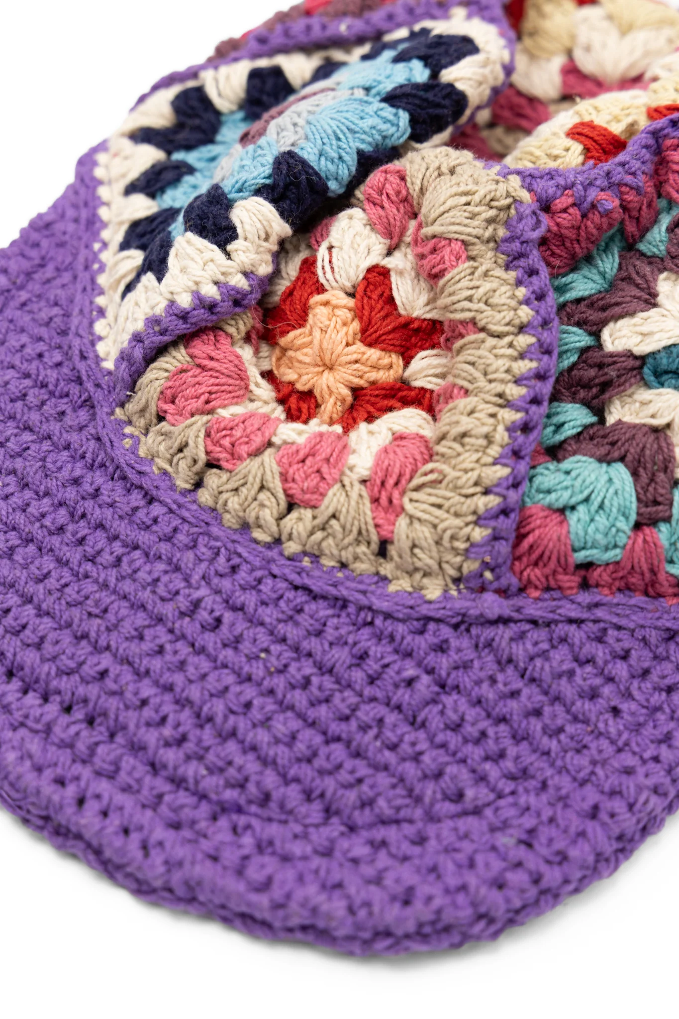 Hand Knitted Cap Panel - Purple - Image 3