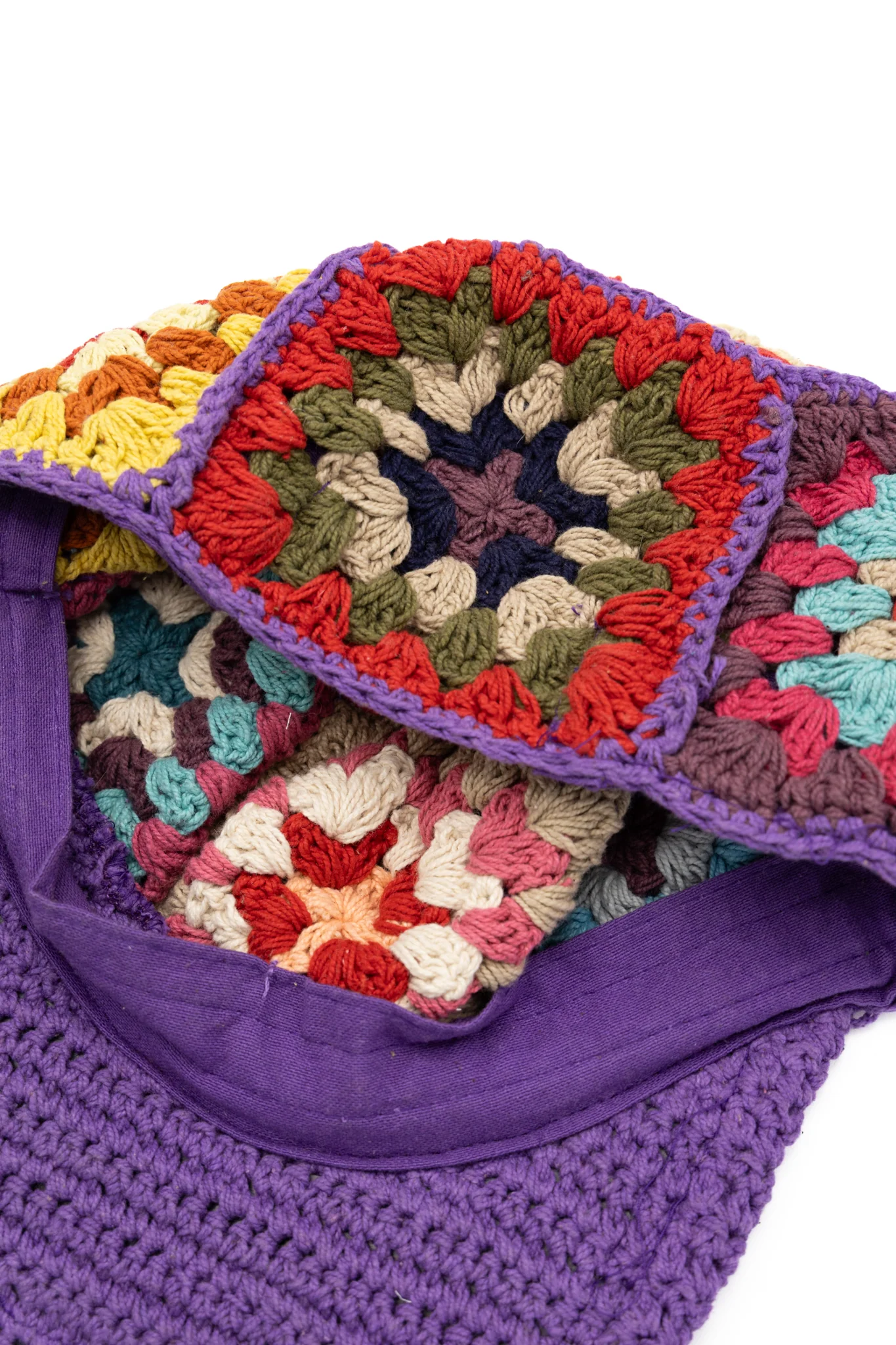 Hand Knitted Cap Panel - Purple - Image 6