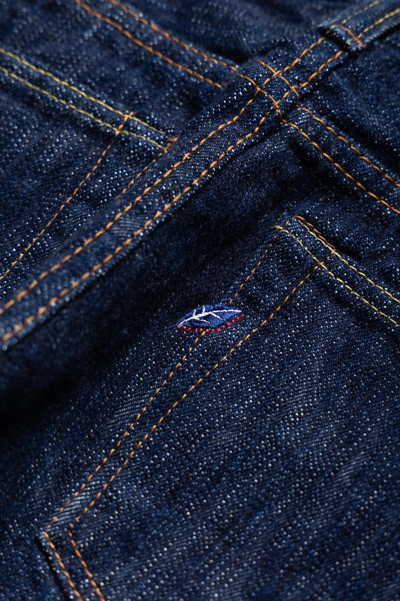 KS-15oz-019 Kasuri Denim Relax Tapered Jeans Blue In Green Version - Image 12
