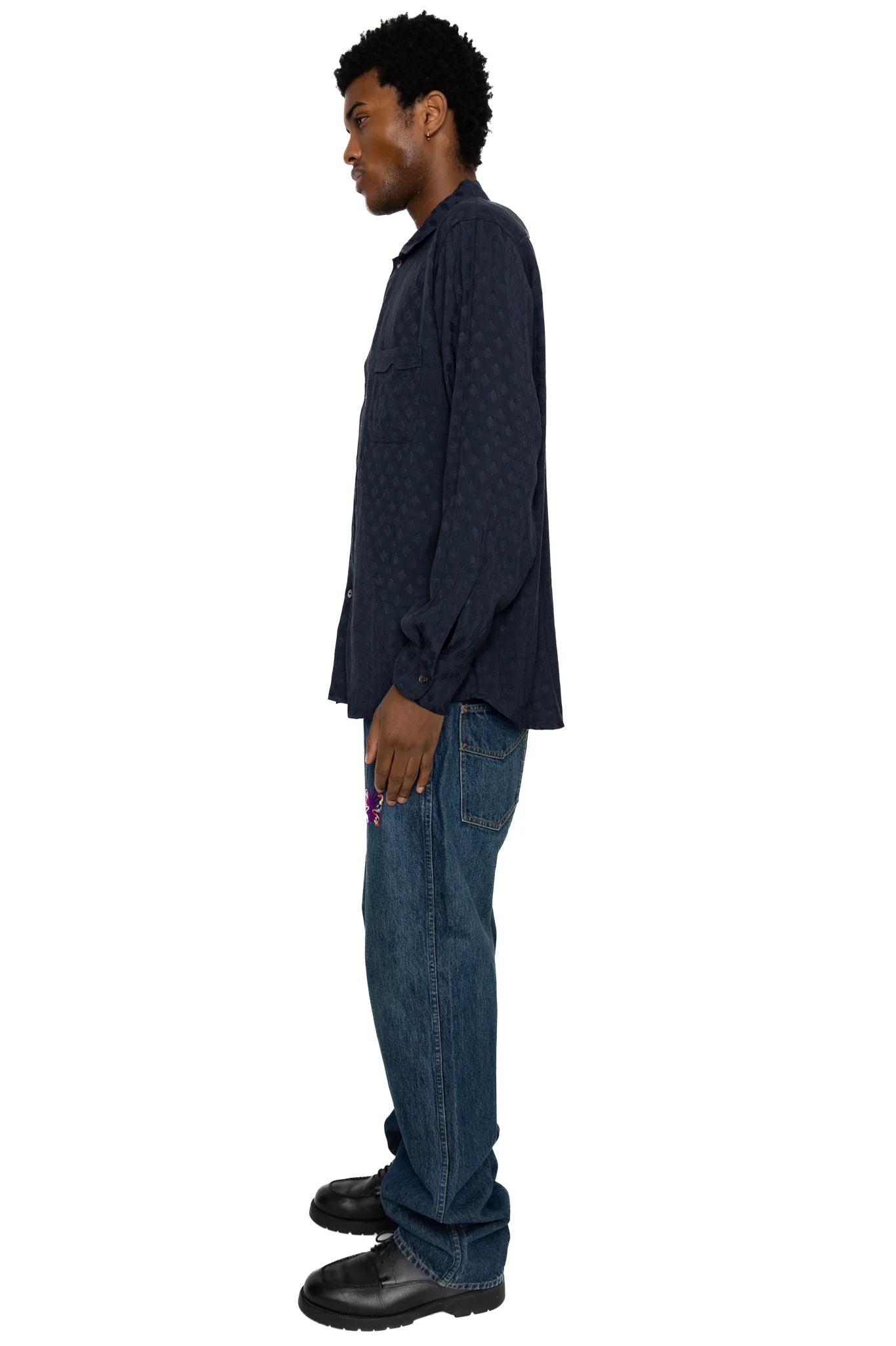 One-Up Shirt Diamond Mesh Jacquard - Navy - Image 3