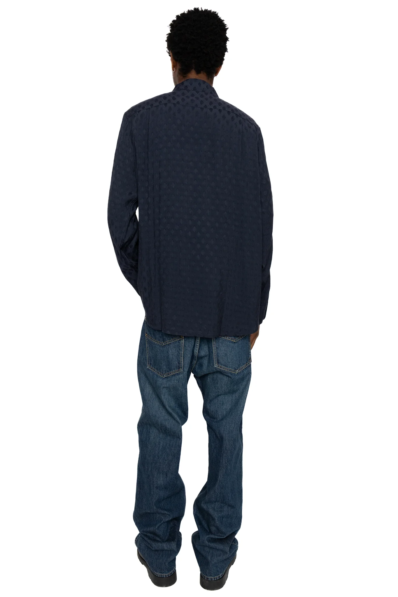 One-Up Shirt Diamond Mesh Jacquard - Navy - Image 4