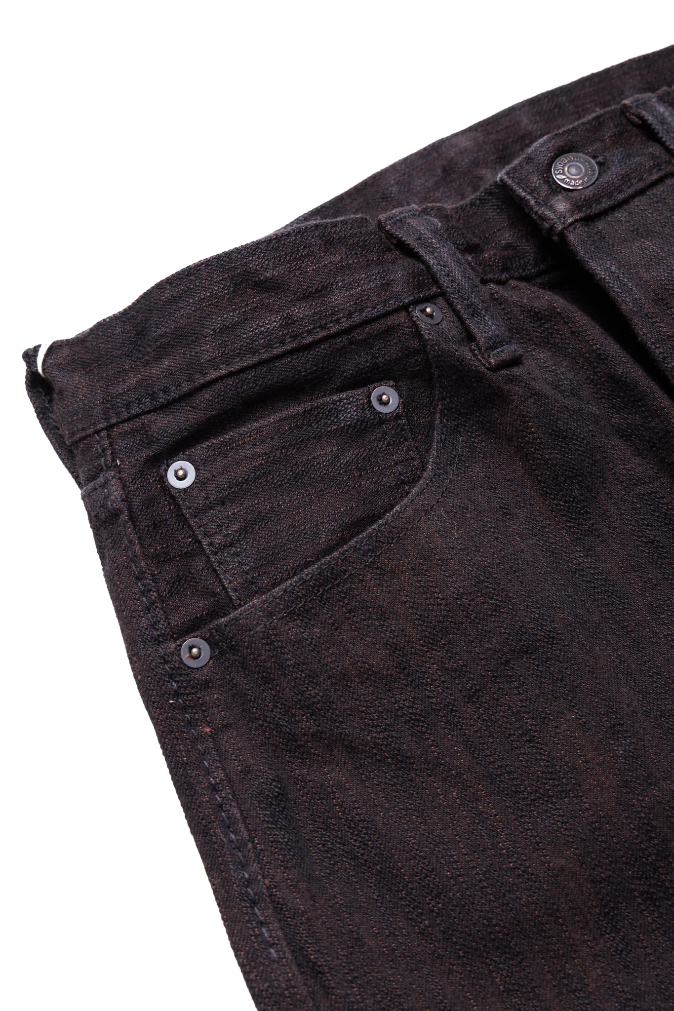 PER-EX-019-BK 15oz Extra Slub Denim Relaxed Tapered - Black x Persimmon - Image 6