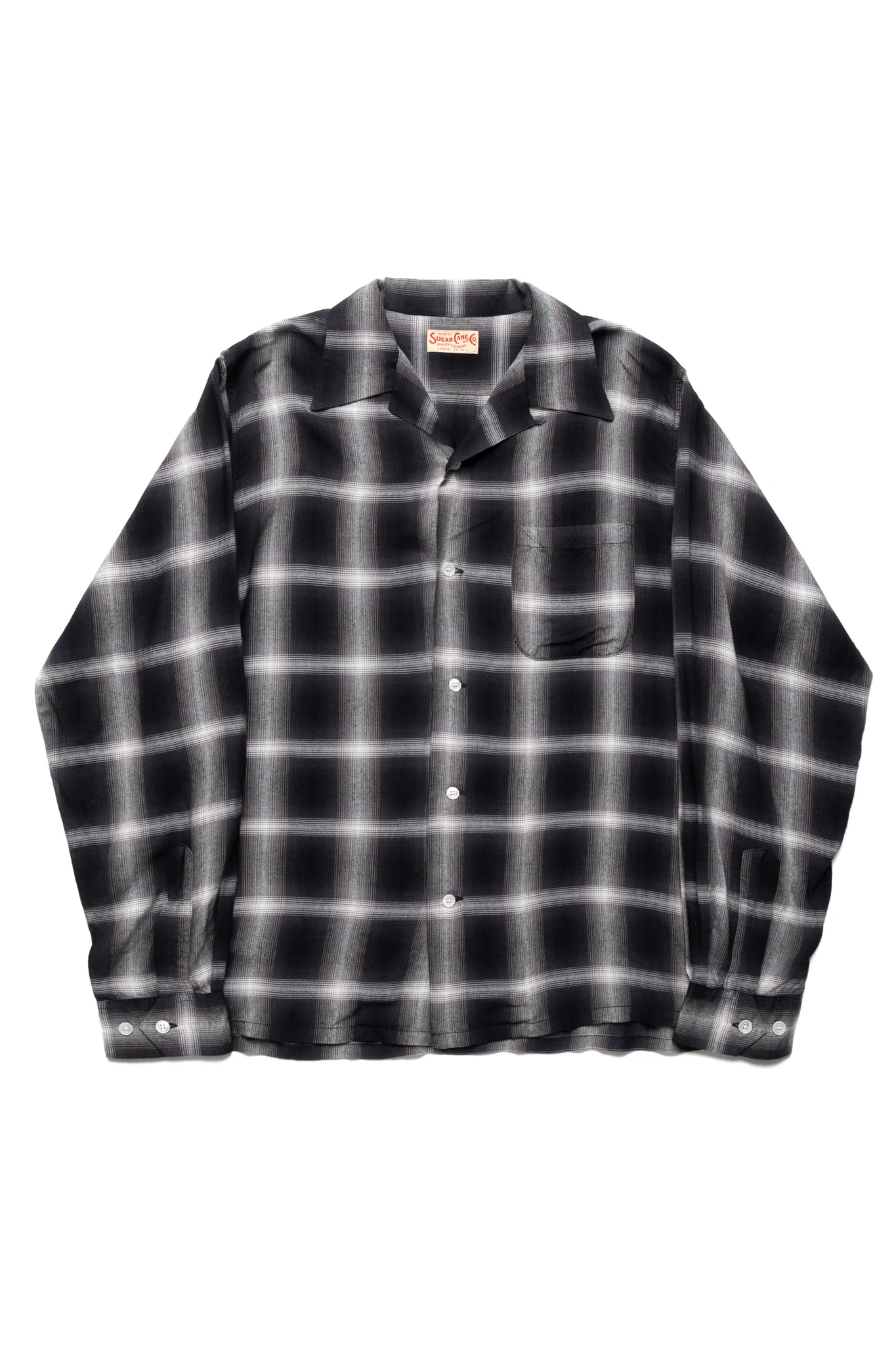 Rayon Ombre Check L/S Open Shirt - Black