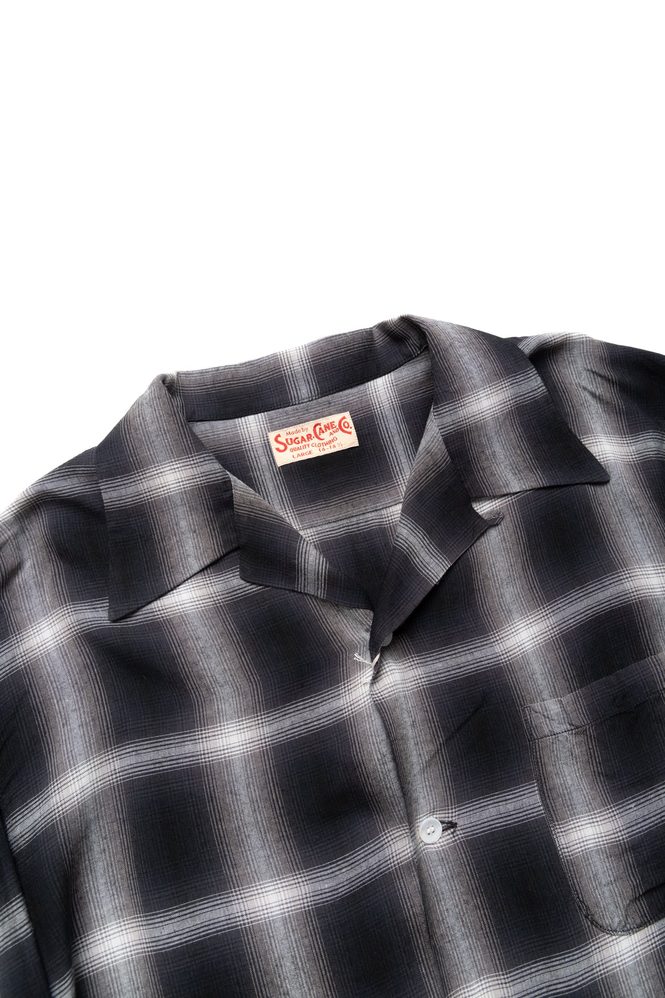 Rayon Ombre Check L/S Open Shirt - Black - Image 5