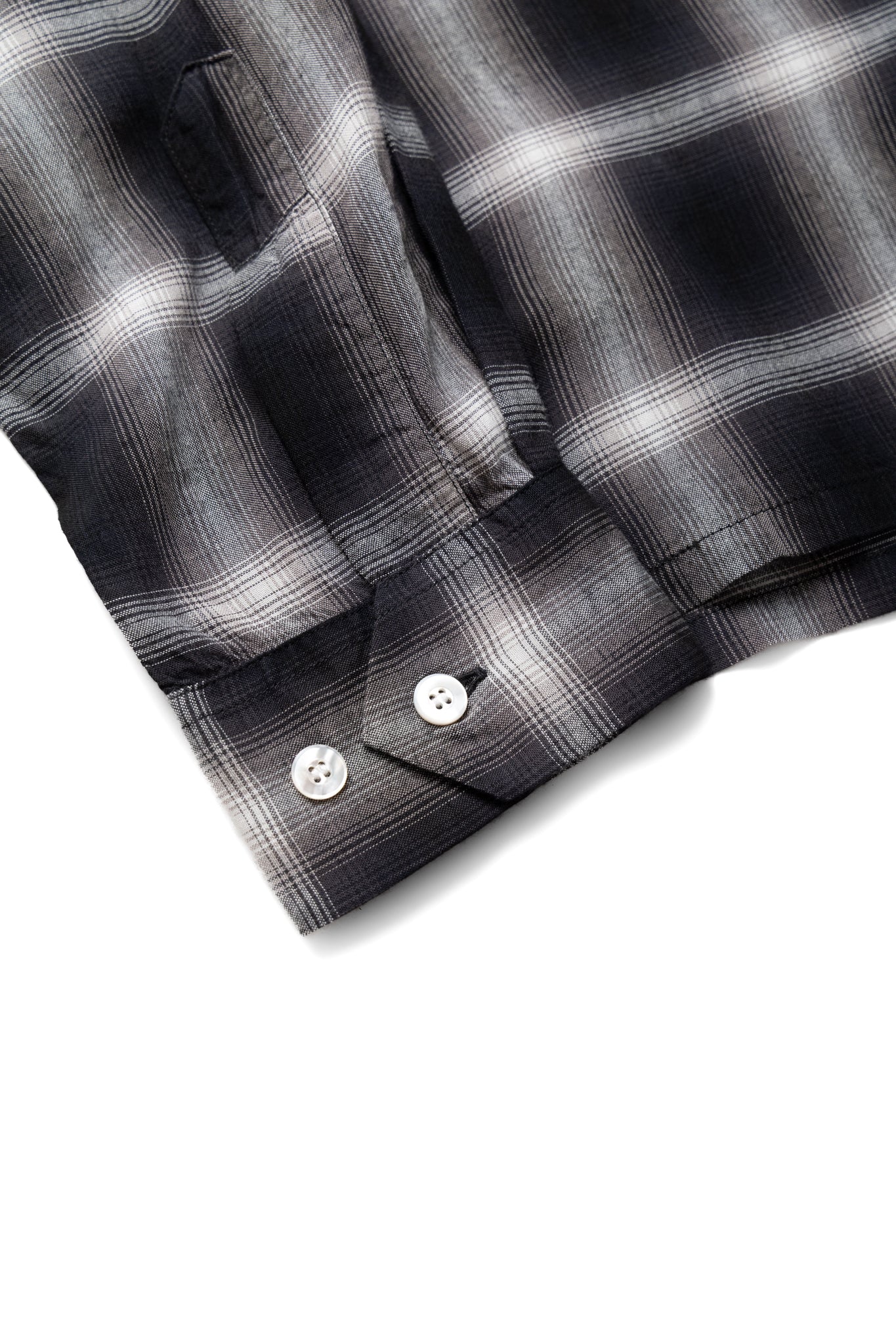 Rayon Ombre Check L/S Open Shirt - Black - Image 9