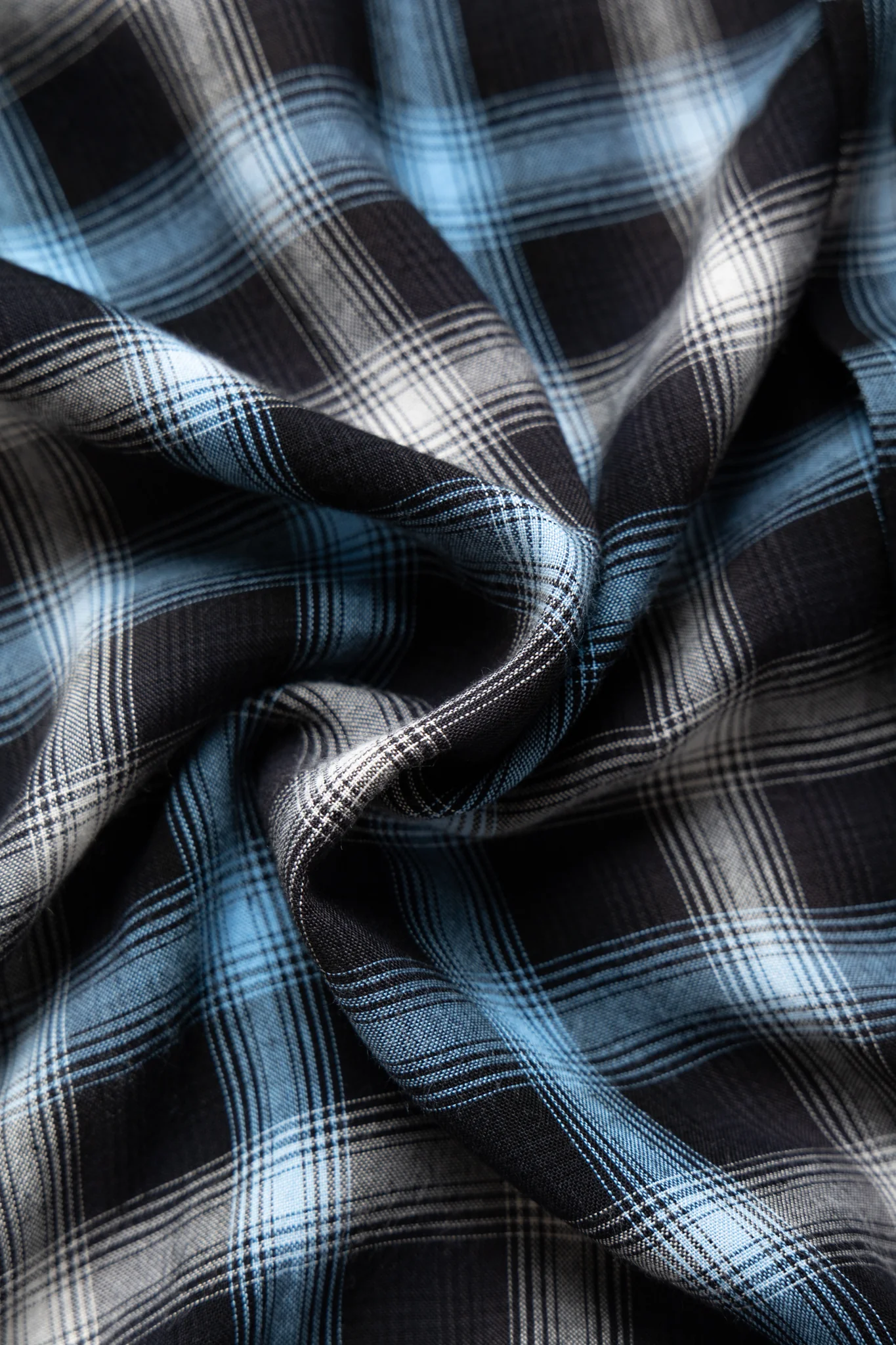 Rayon Ombre Check L/S Open Shirt - Blue - Image 10