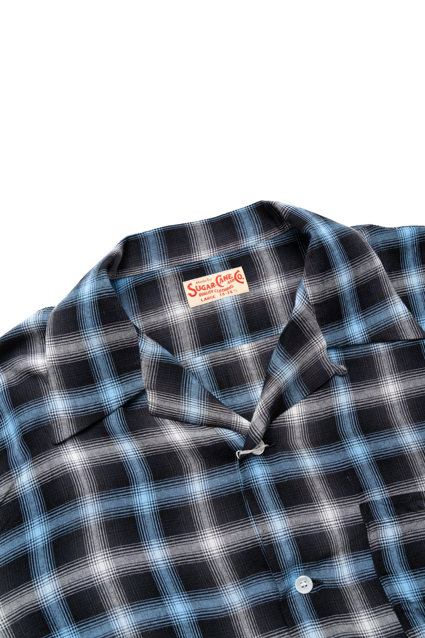 Rayon Ombre Check L/S Open Shirt - Blue - Image 5