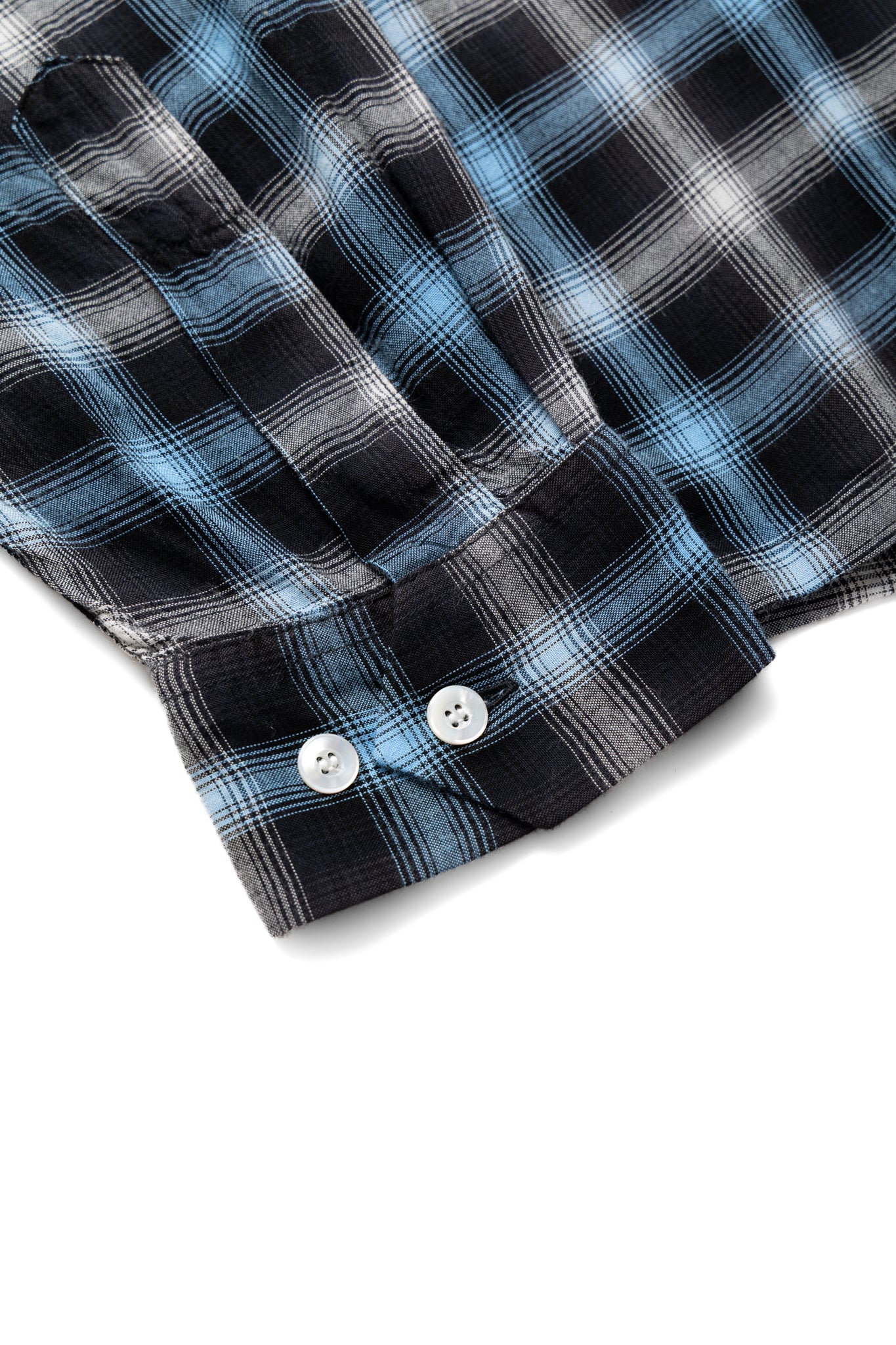 Rayon Ombre Check L/S Open Shirt - Blue - Image 8