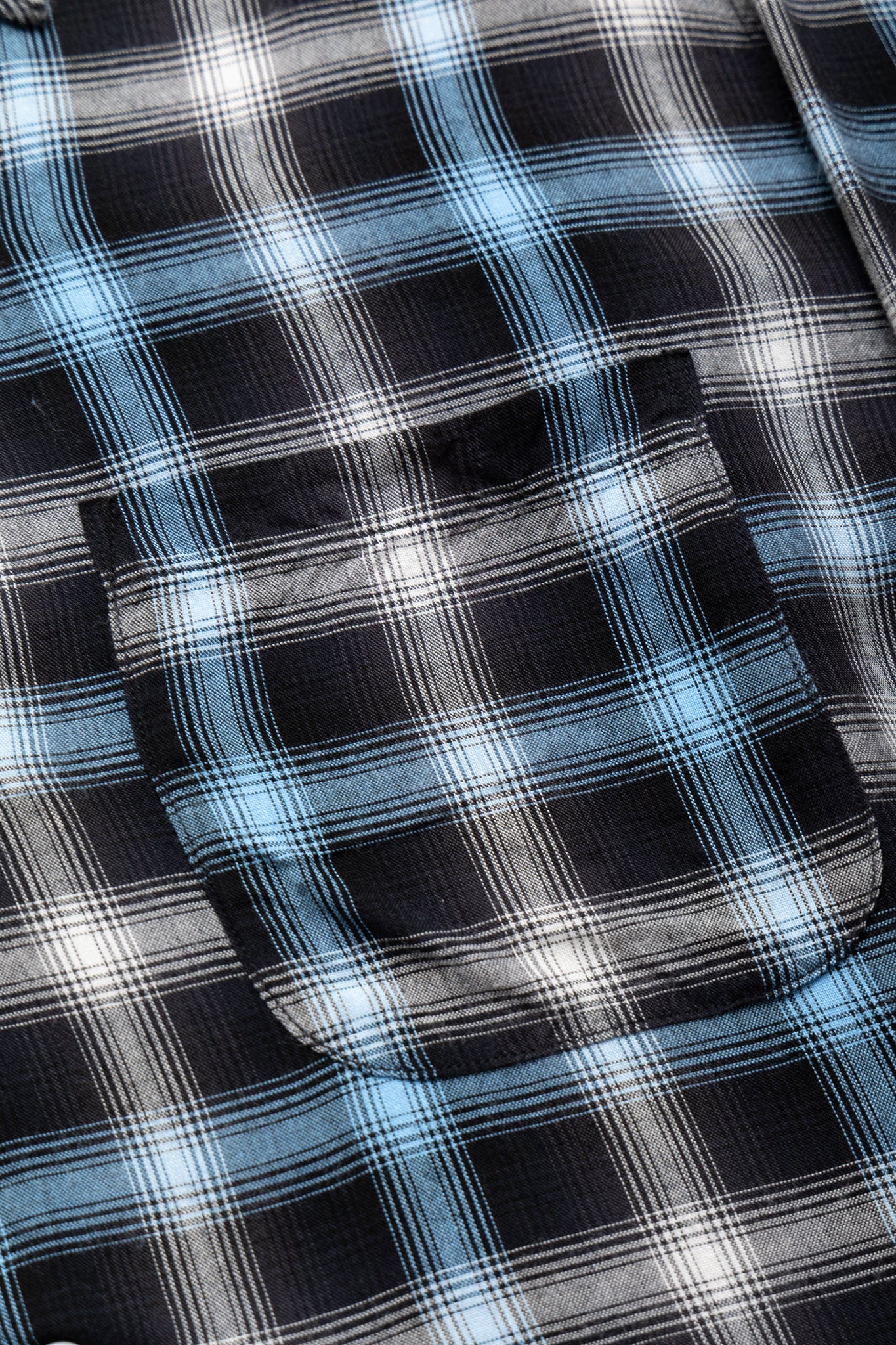 Rayon Ombre Check L/S Open Shirt - Blue - Image 9