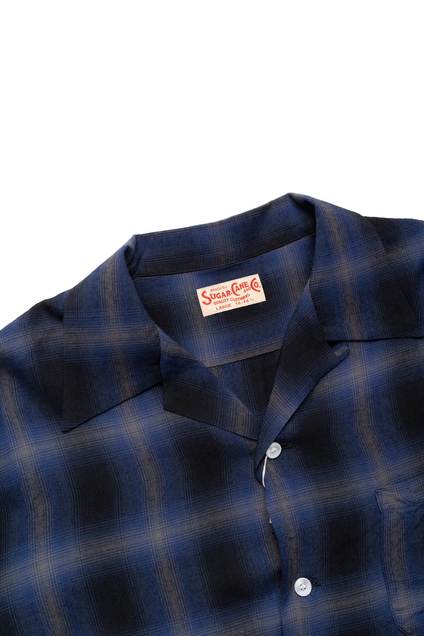 Rayon Ombre Check L/S Open Shirt - Navy - Image 5
