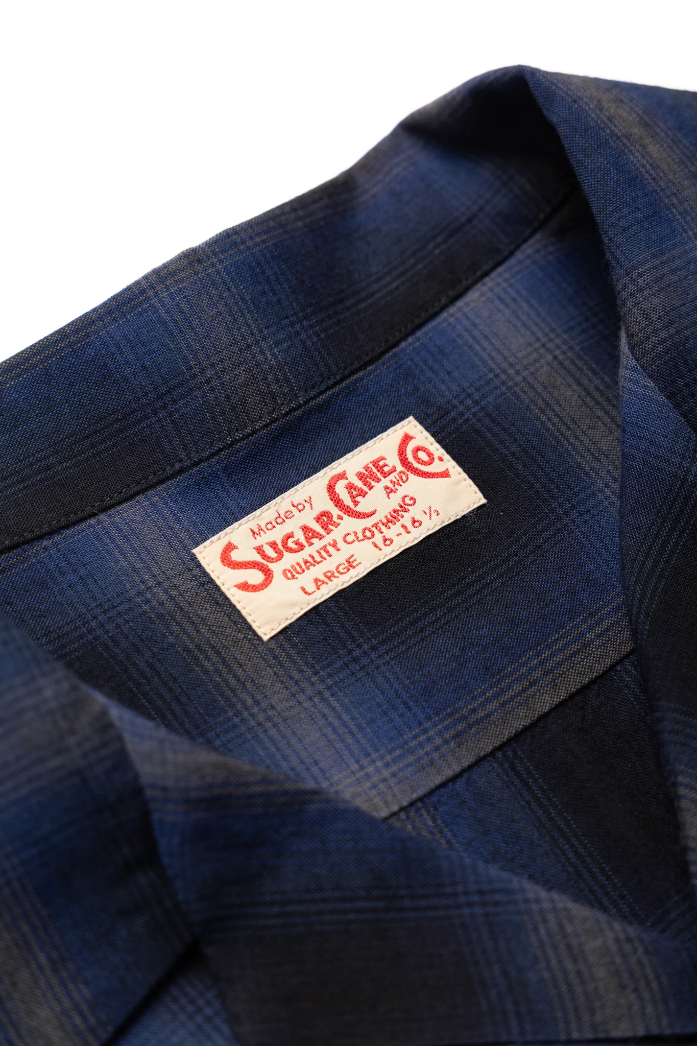 Rayon Ombre Check L/S Open Shirt - Navy - Image 6