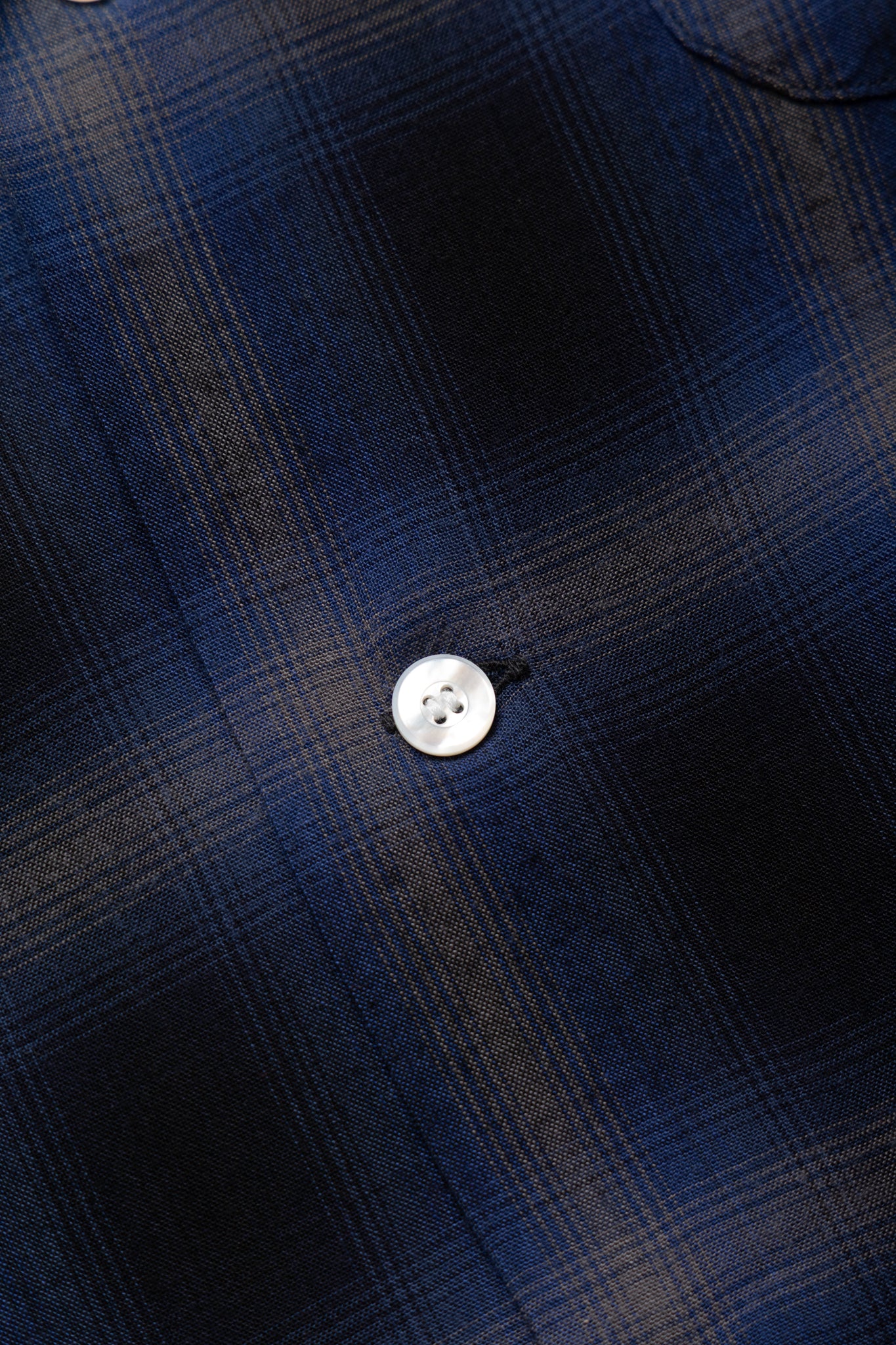 Rayon Ombre Check L/S Open Shirt - Navy - Image 7