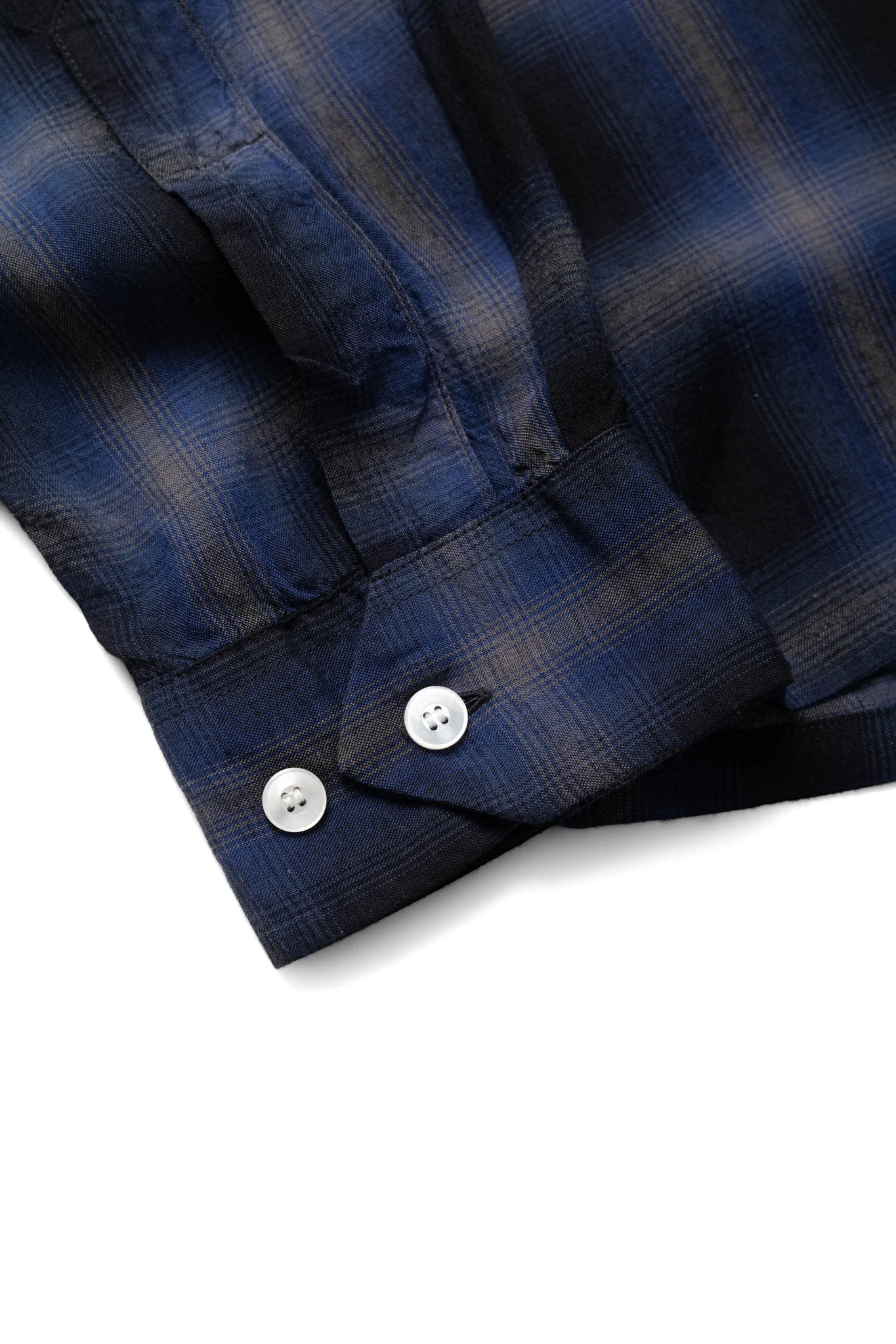 Rayon Ombre Check L/S Open Shirt - Navy - Image 8