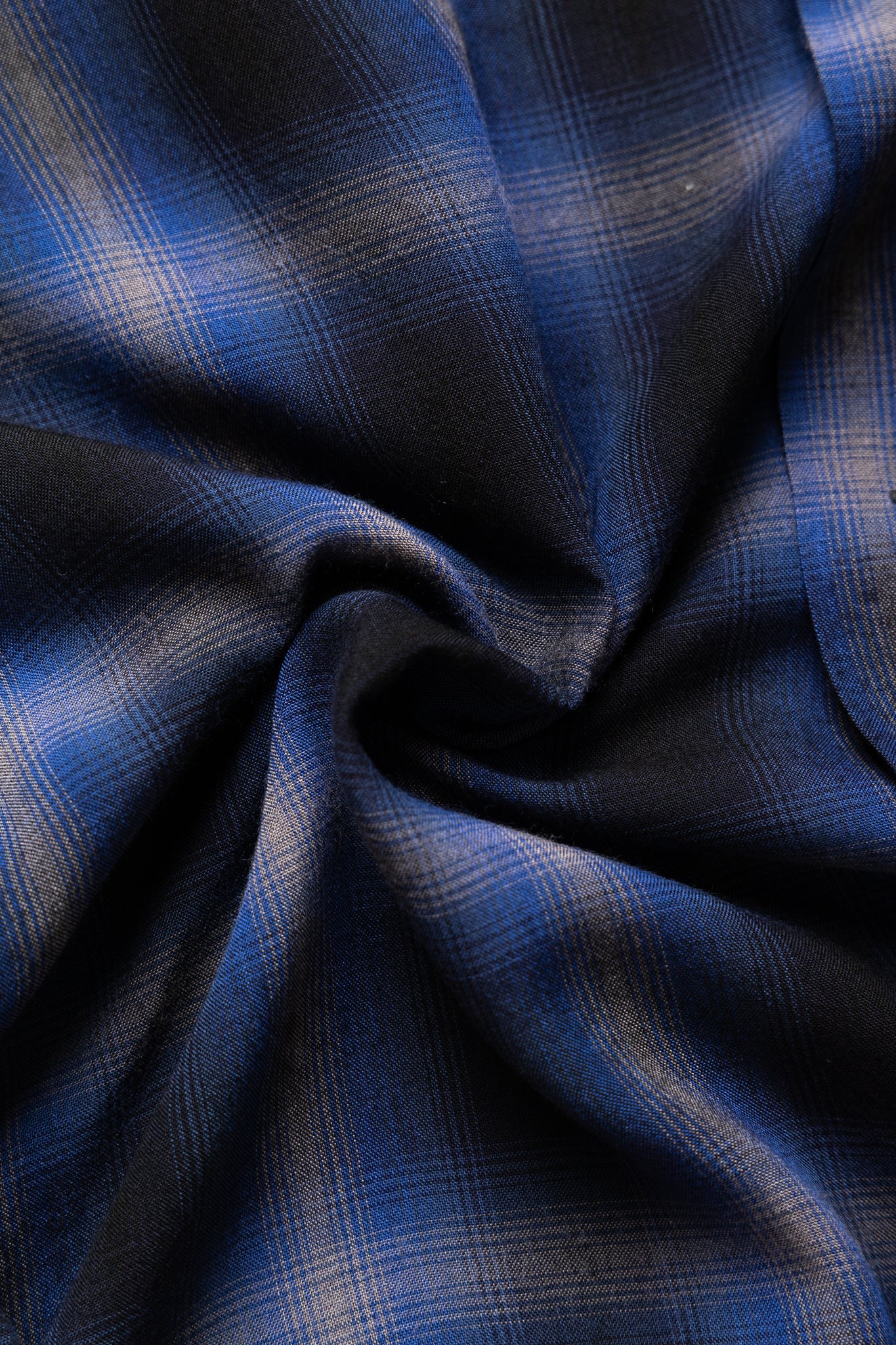 Rayon Ombre Check L/S Open Shirt - Navy - Image 9
