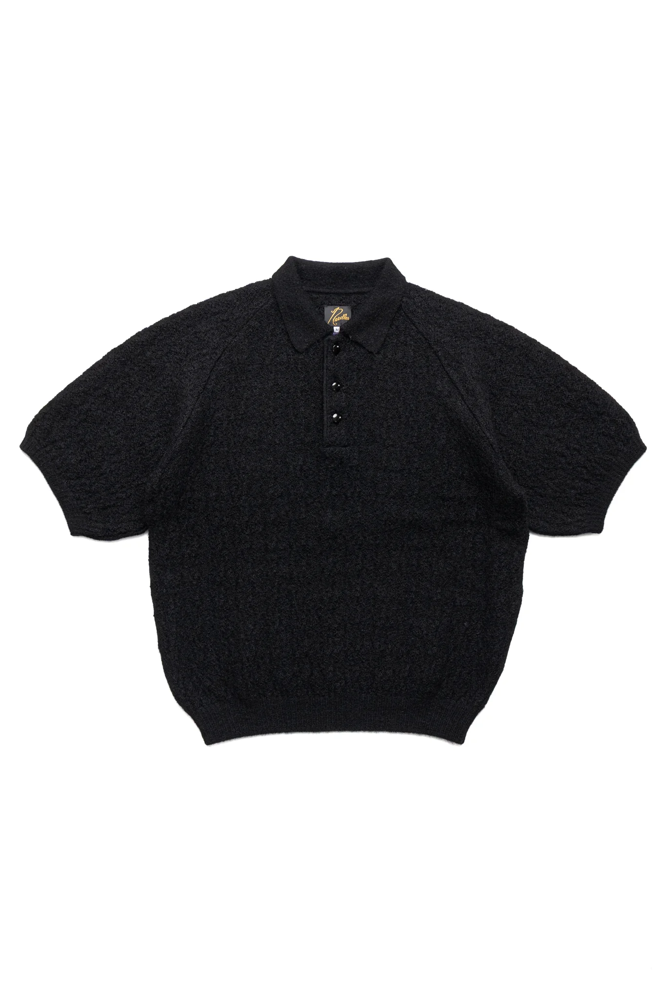 S/S Polo Sweater Crepe Weave - Black