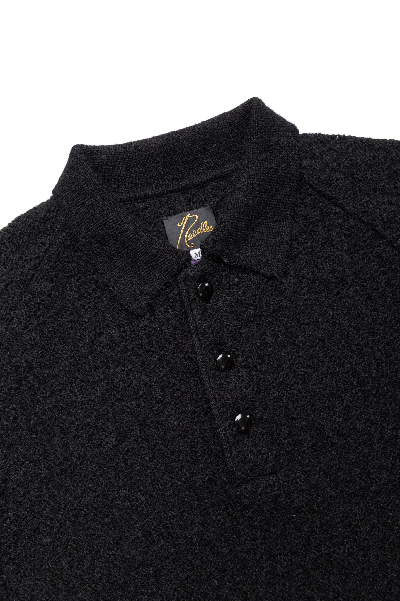 S/S Polo Sweater Crepe Weave - Black - Image 5