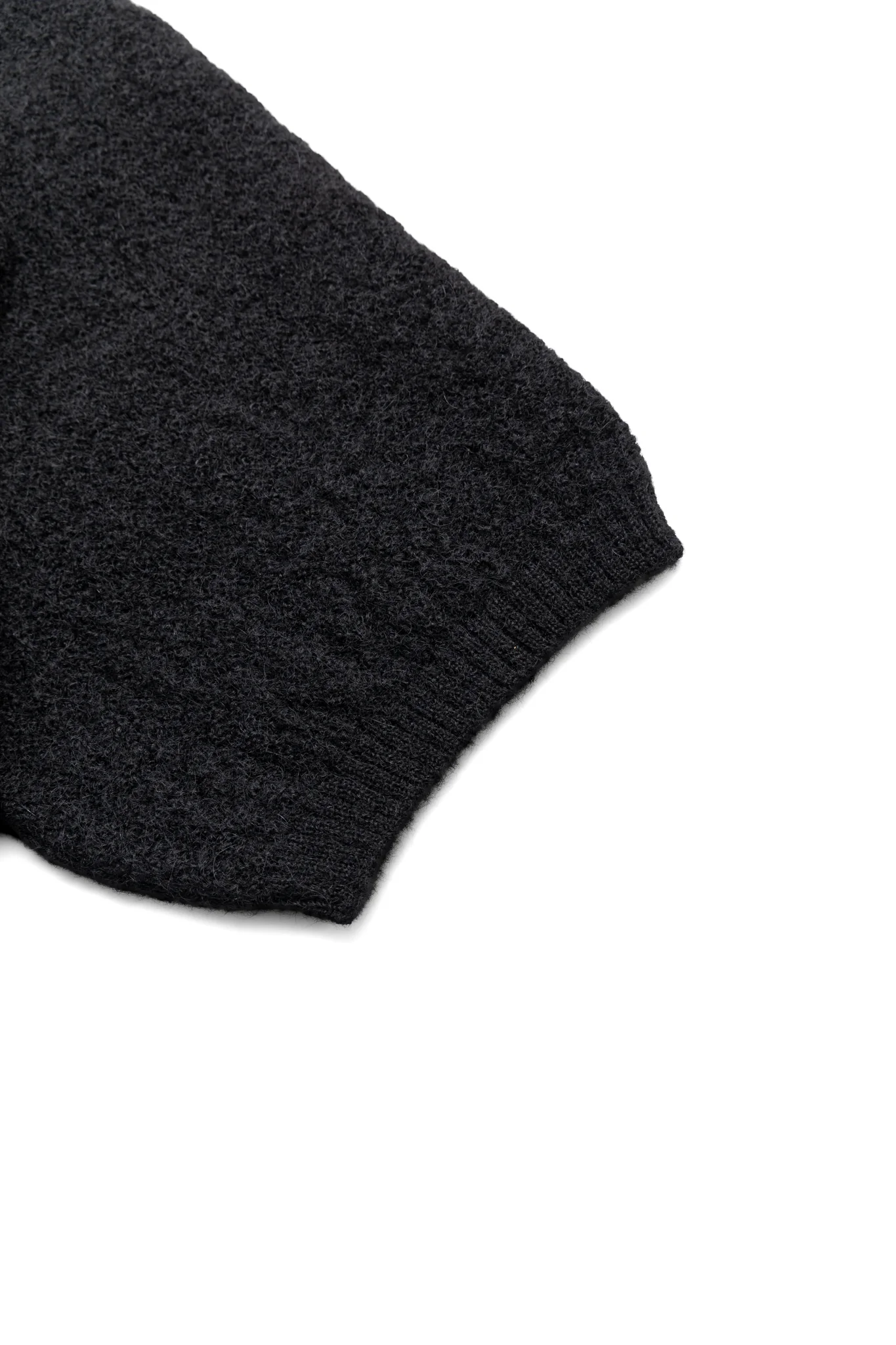 S/S Polo Sweater Crepe Weave - Black - Image 6