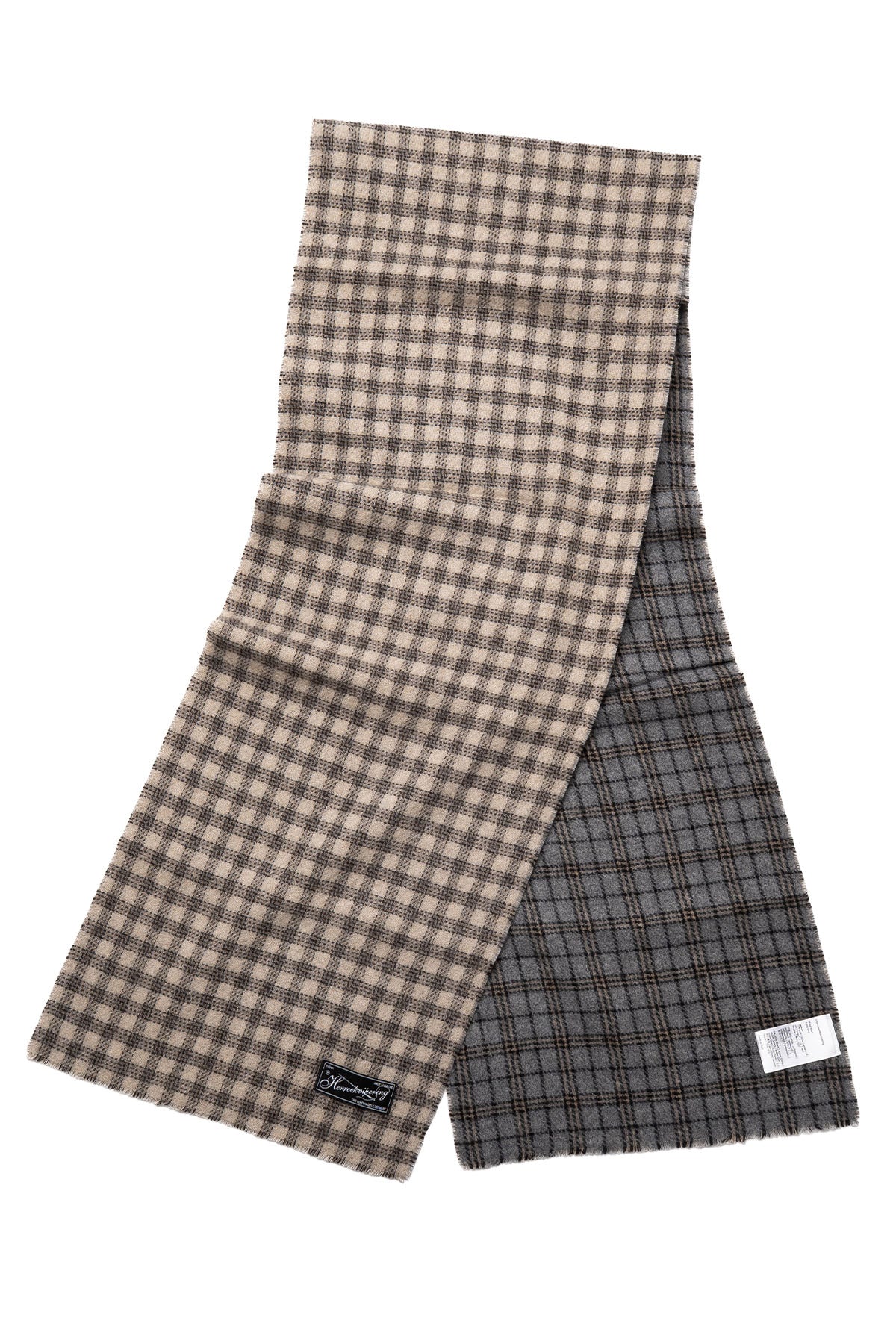 Scarf - Grey Double Faced Check - Image 3