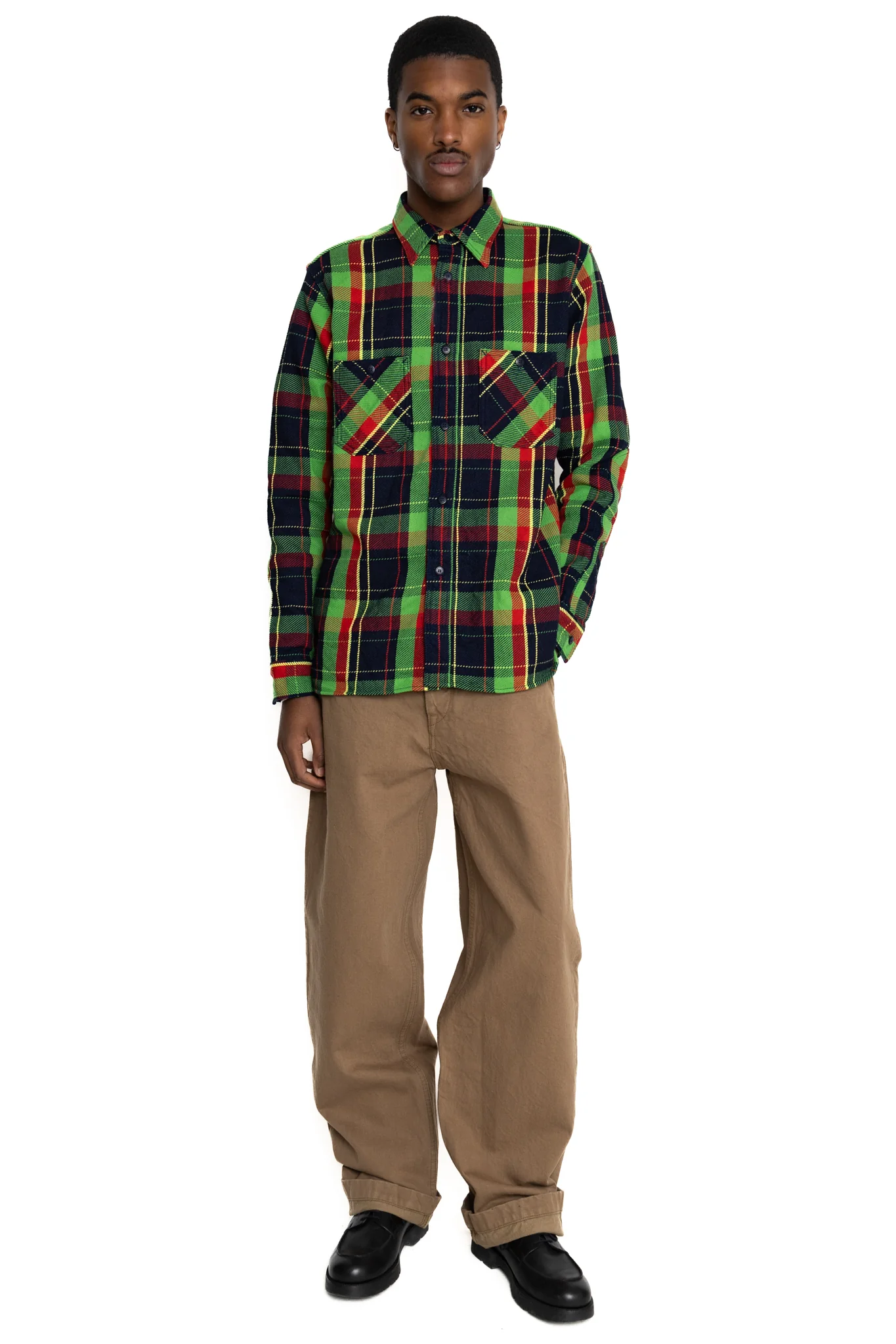 SJ48CP 15oz Khaki Chino Wide Straight Trousers - Image 3