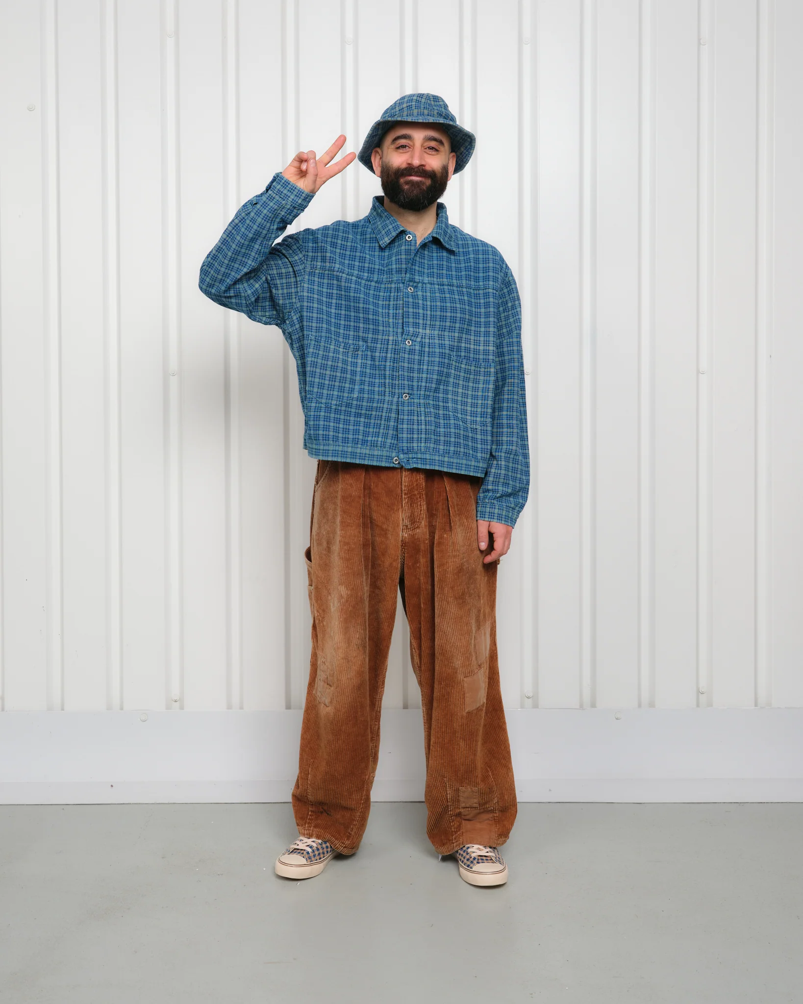 Sundae Jacket - Indigo Mud Check (Blue in Green Exclusive) - Image 10