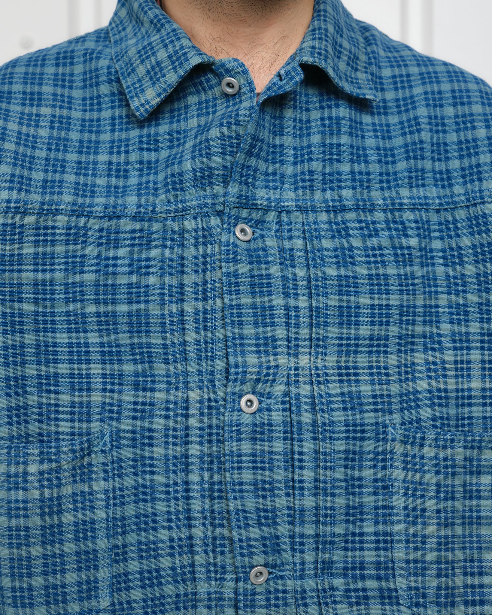 Sundae Jacket - Indigo Mud Check (Blue in Green Exclusive) - Image 11