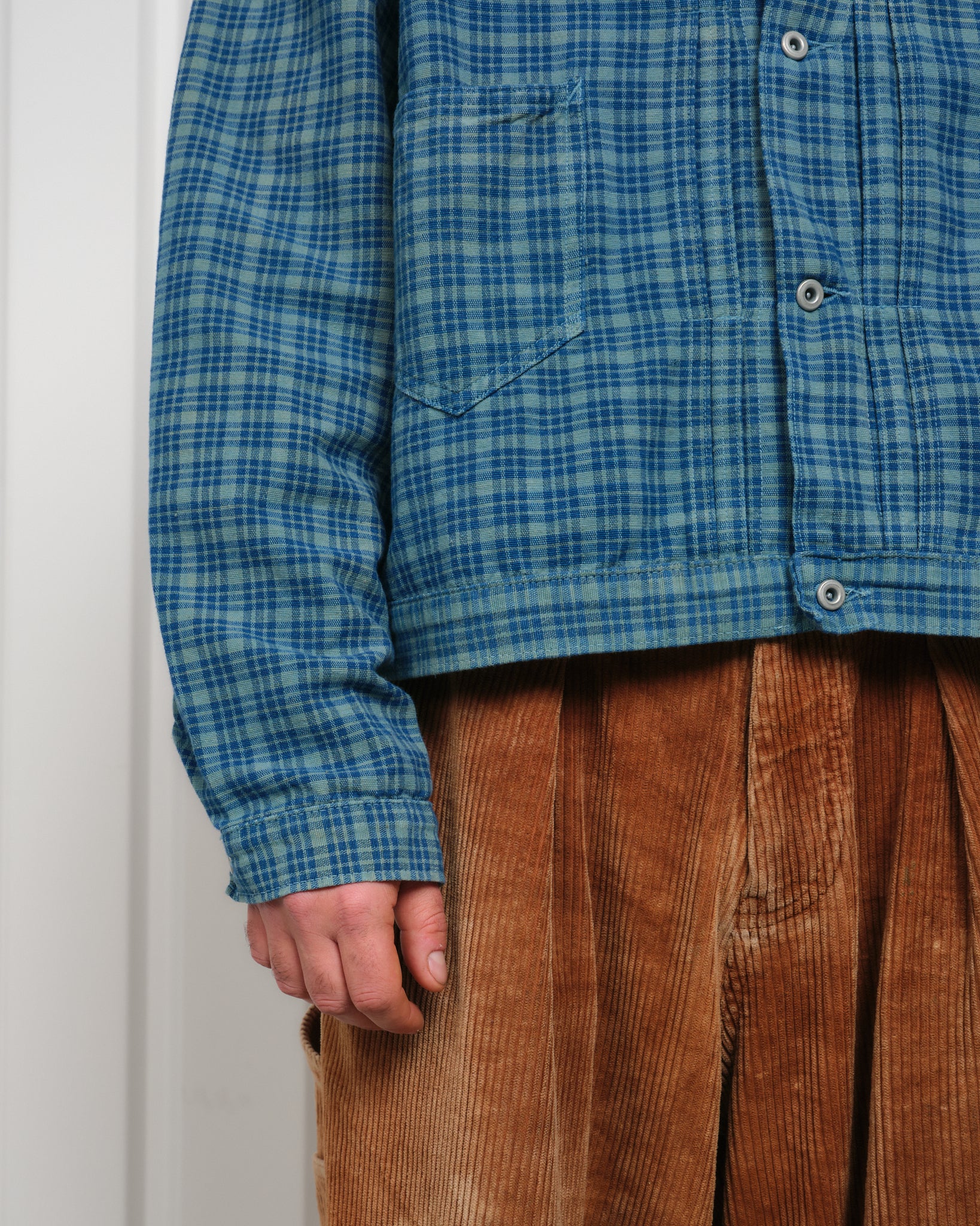 Sundae Jacket - Indigo Mud Check (Blue in Green Exclusive) - Image 12