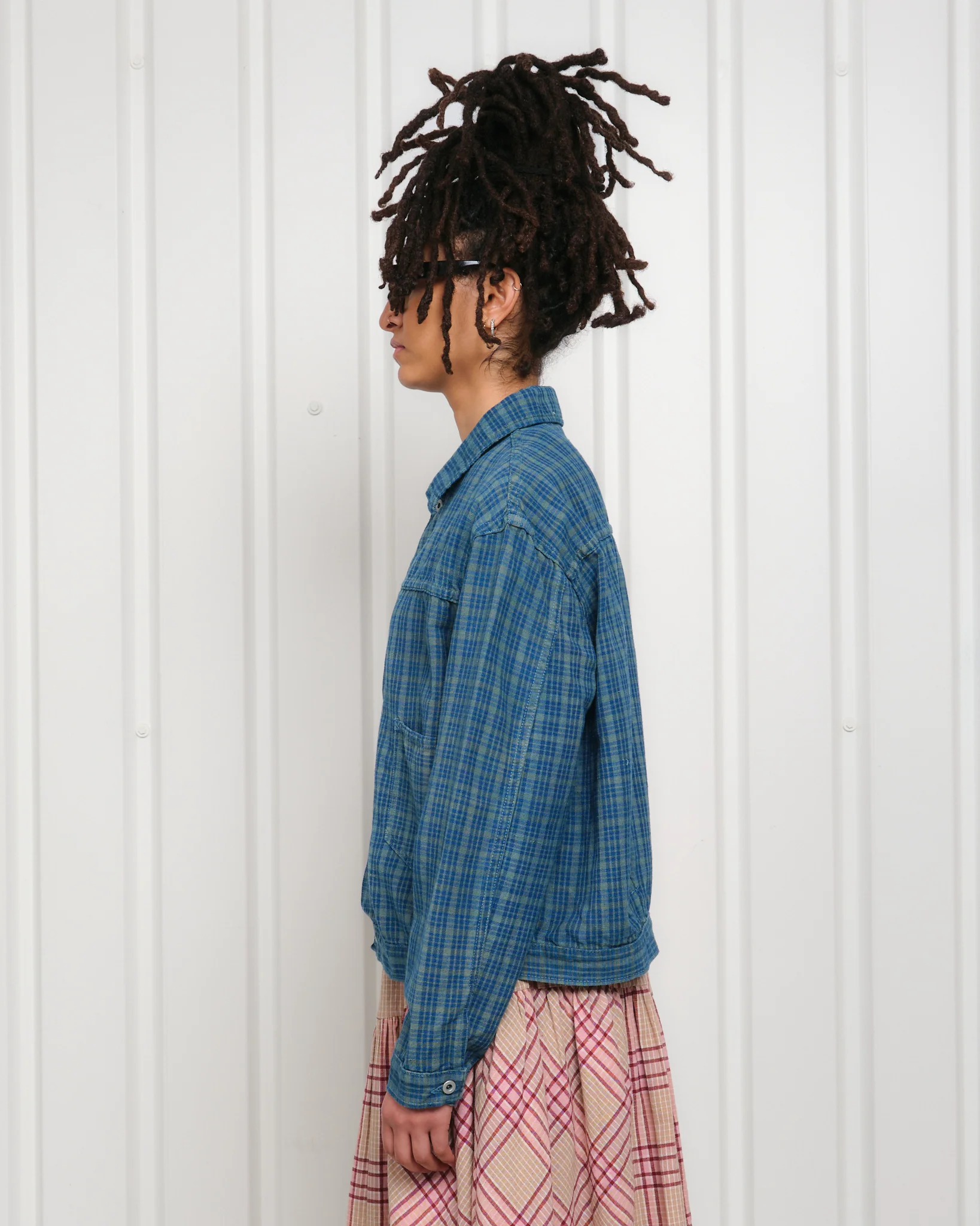 Sundae Jacket - Indigo Mud Check (Blue in Green Exclusive) - Image 18