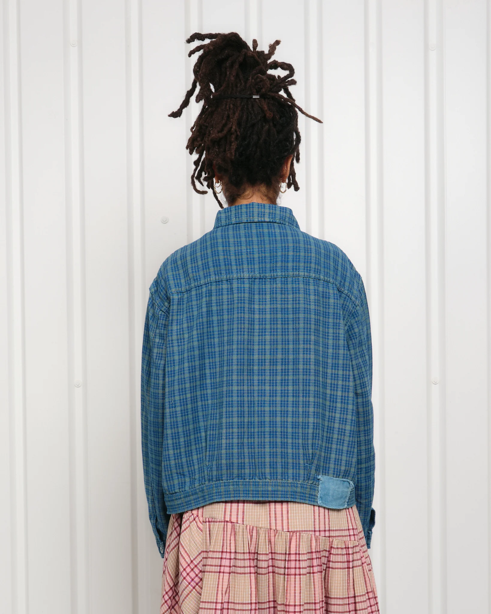 Sundae Jacket - Indigo Mud Check (Blue in Green Exclusive) - Image 19