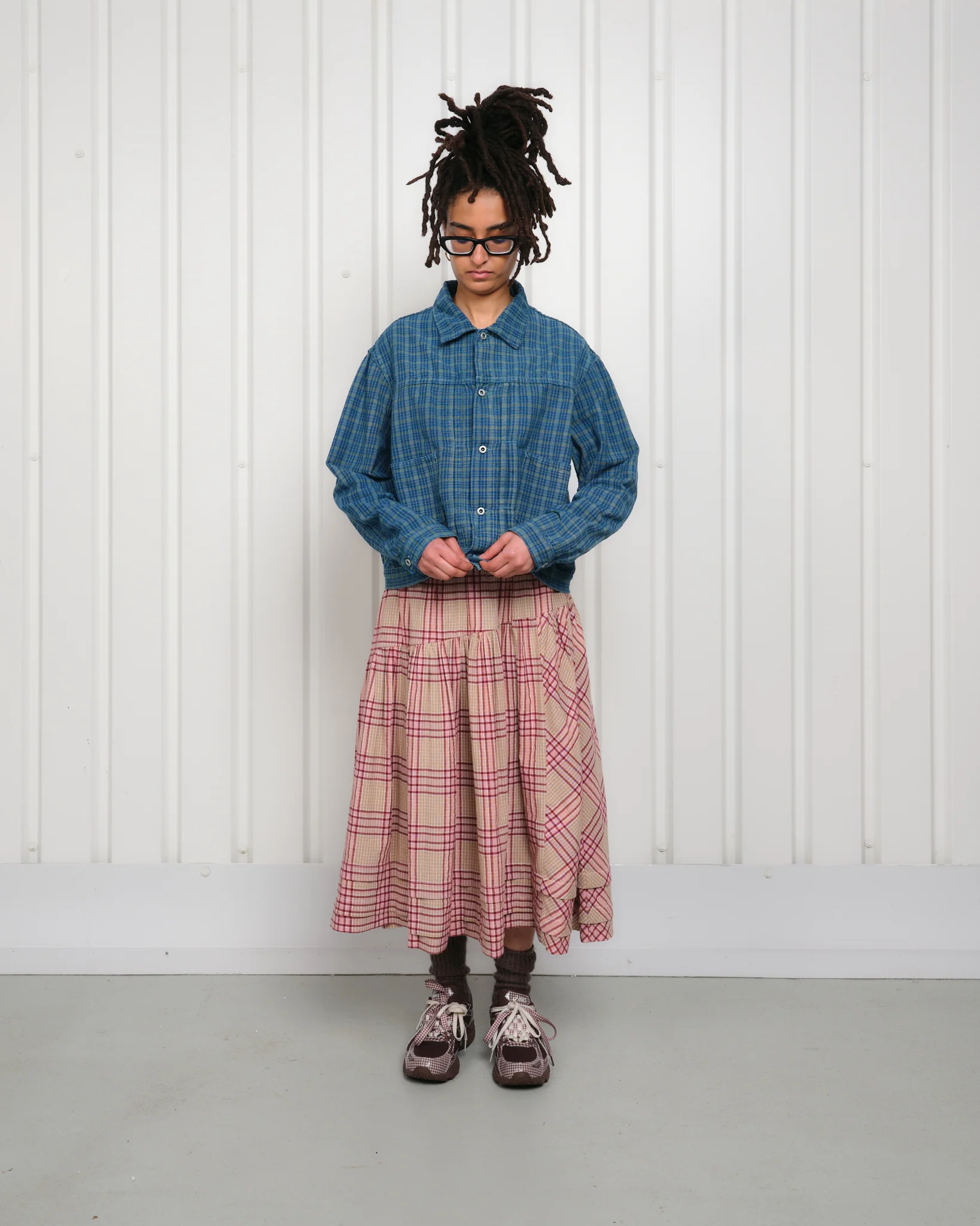 Sundae Jacket - Indigo Mud Check (Blue in Green Exclusive) - Image 20