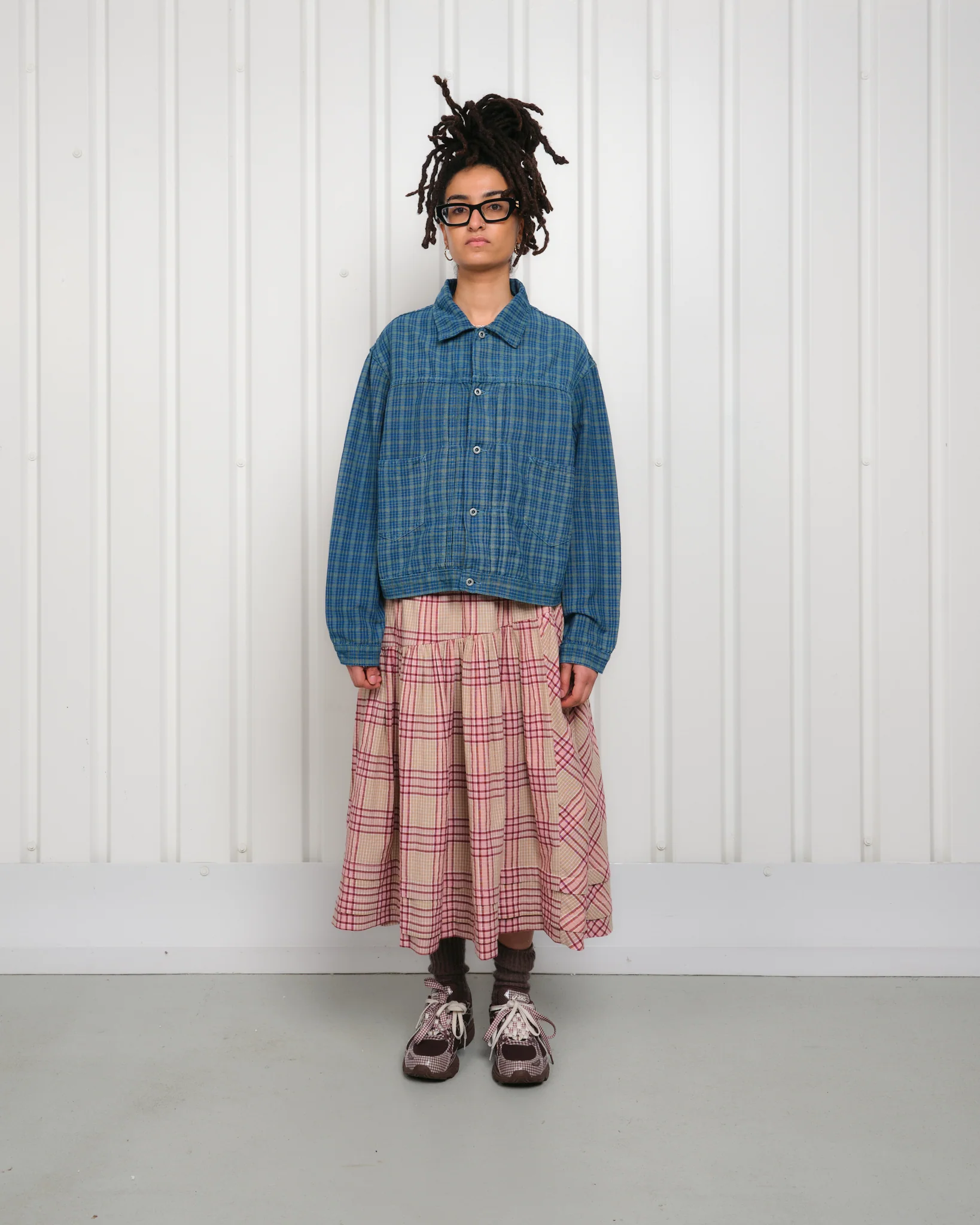 Sundae Jacket - Indigo Mud Check (Blue in Green Exclusive) - Image 21