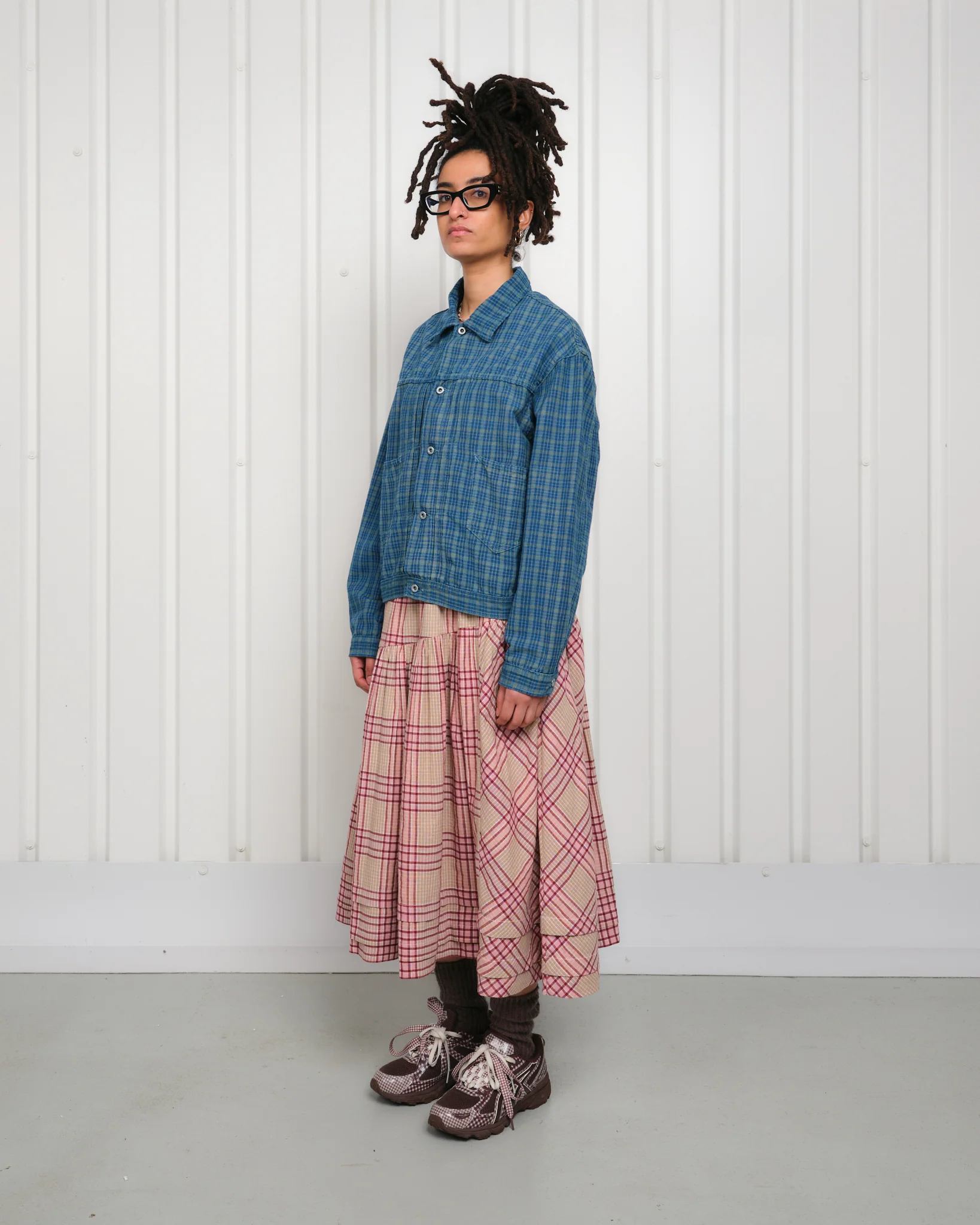 Sundae Jacket - Indigo Mud Check (Blue in Green Exclusive) - Image 23