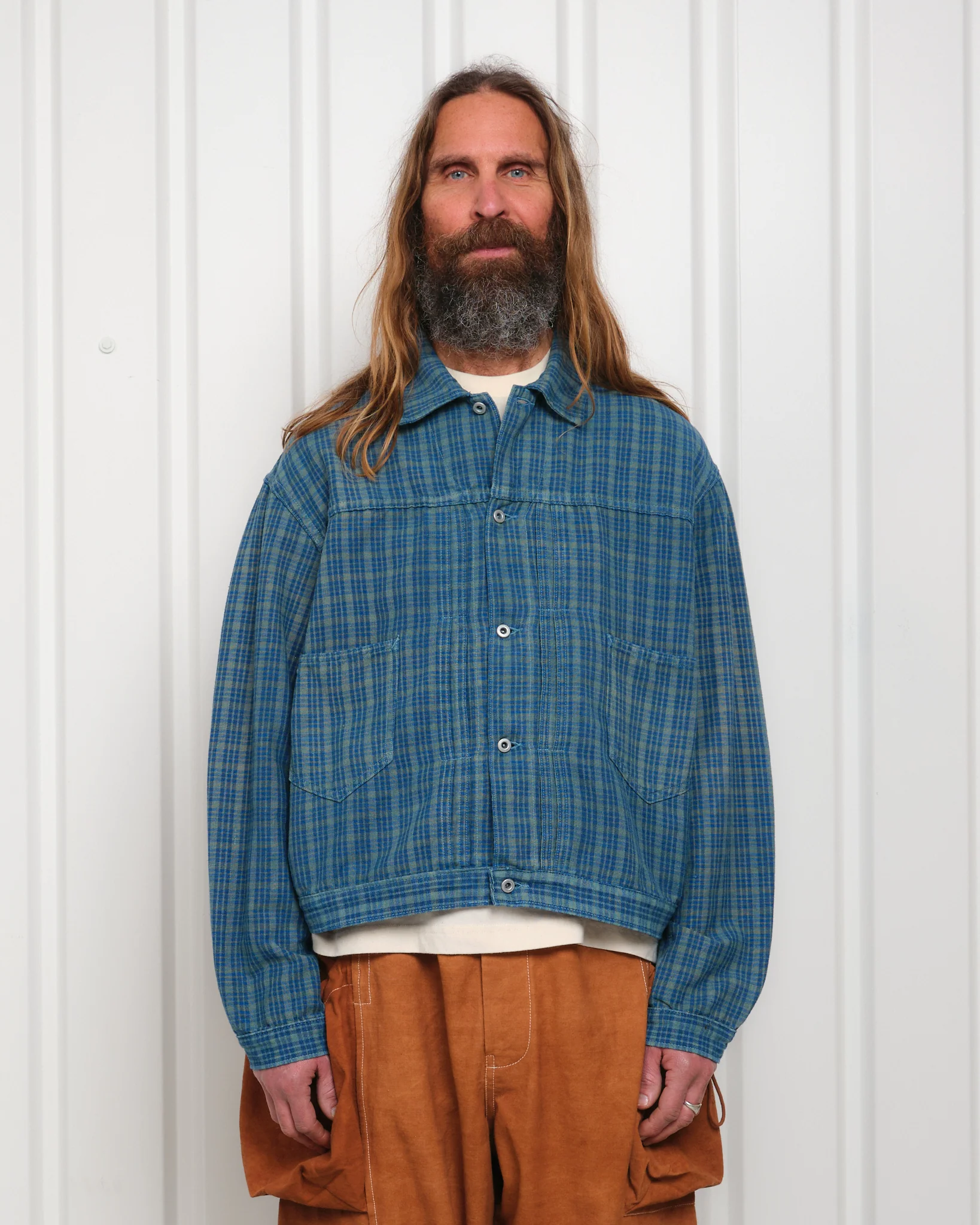 Sundae Jacket - Indigo Mud Check (Blue in Green Exclusive) - Image 27