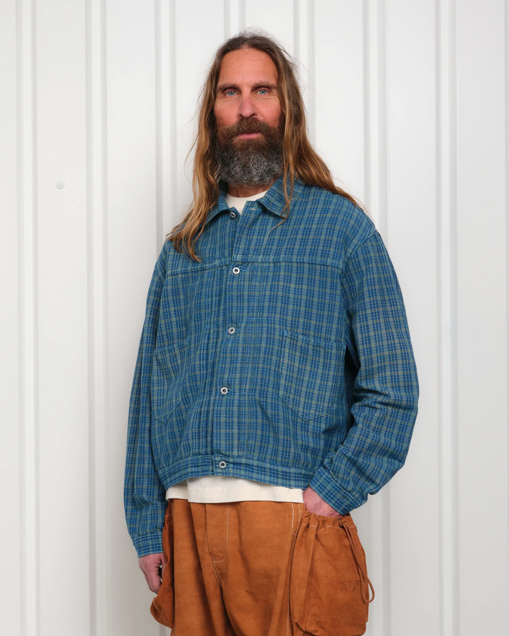 Sundae Jacket - Indigo Mud Check (Blue in Green Exclusive) - Image 28