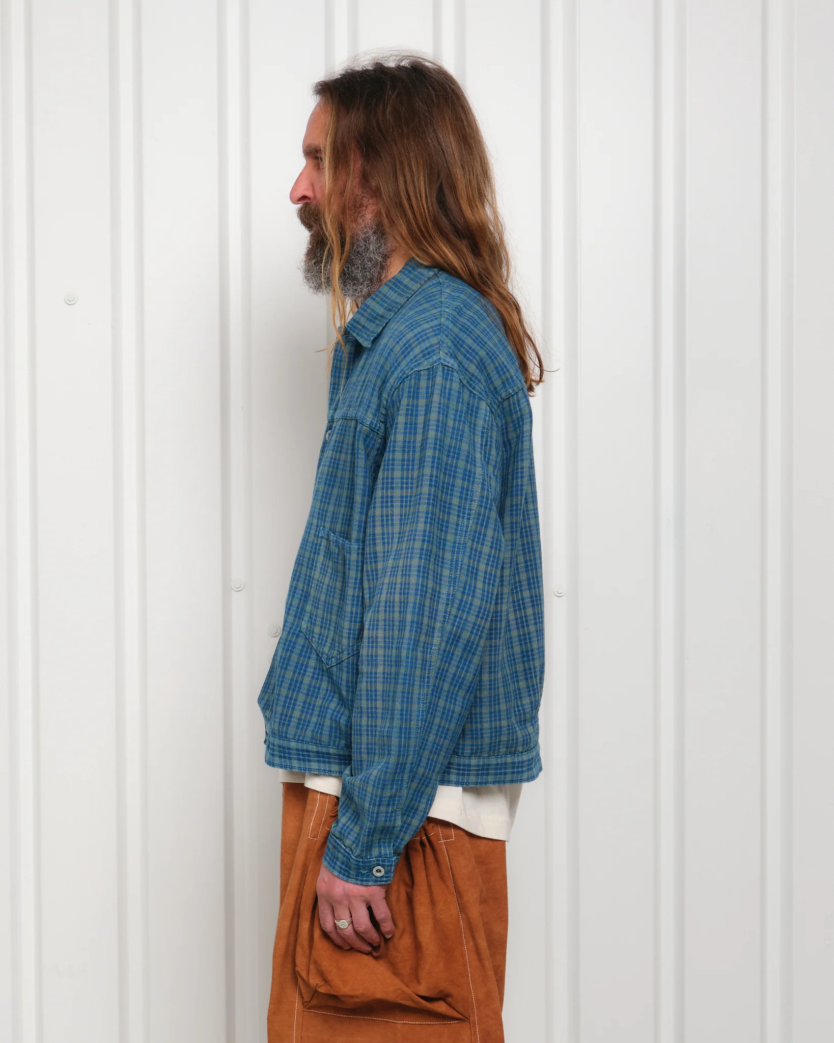 Sundae Jacket - Indigo Mud Check (Blue in Green Exclusive) - Image 29