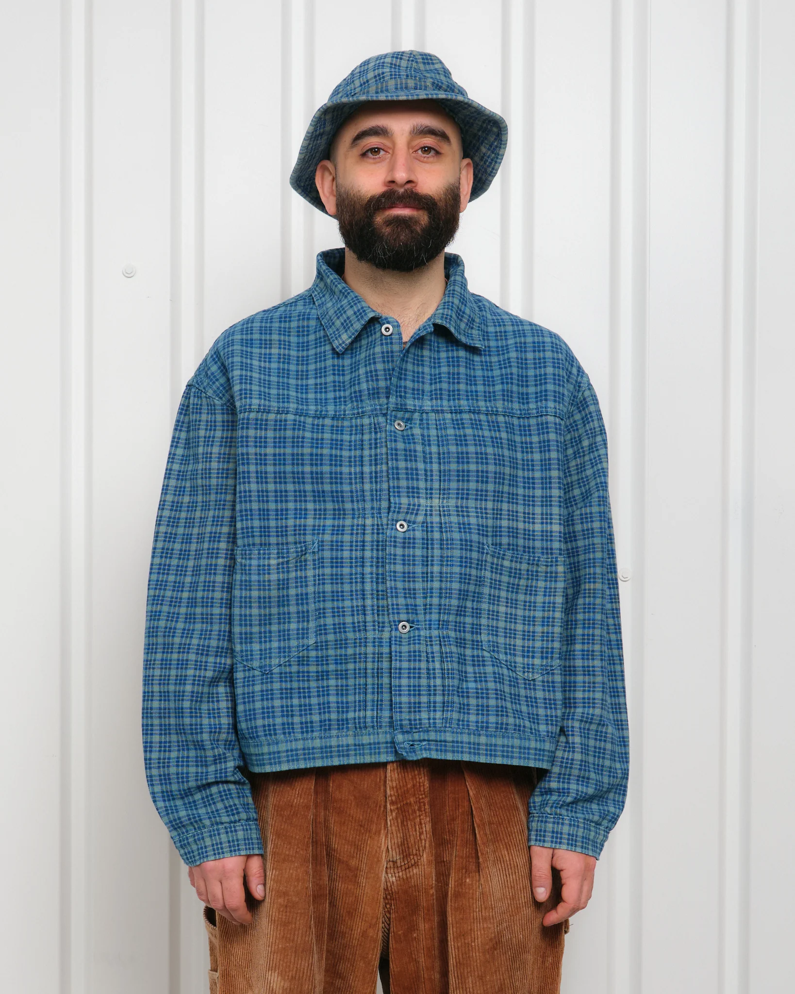 Sundae Jacket - Indigo Mud Check (Blue in Green Exclusive) - Image 3