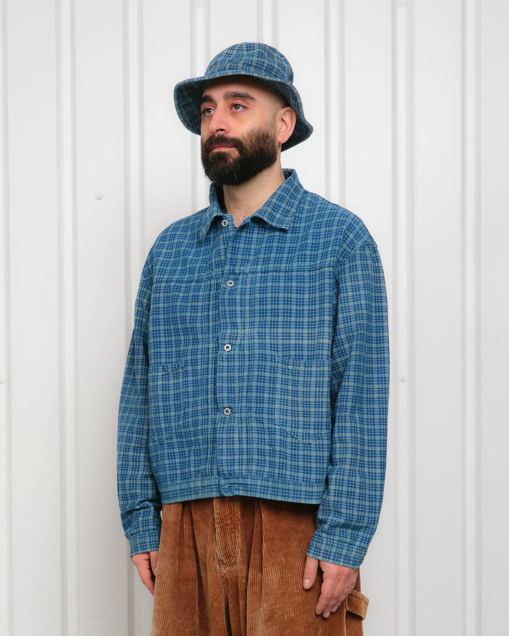 Sundae Jacket - Indigo Mud Check (Blue in Green Exclusive) - Image 5